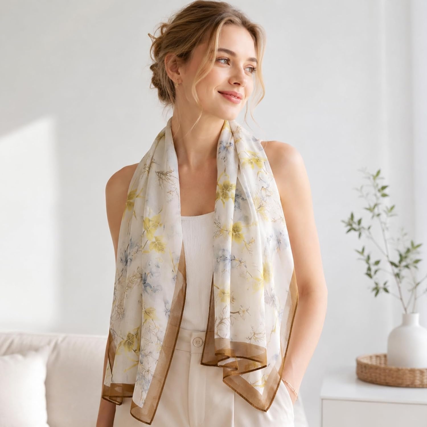image:imageFAIRYGATE Schal Damen Halstcher Tuch Kopftuch Halstuch Schals Tcher Stola Weiches und Bequemes Georgette Material Vielseitig und Multifunktional B72FDKRA4239