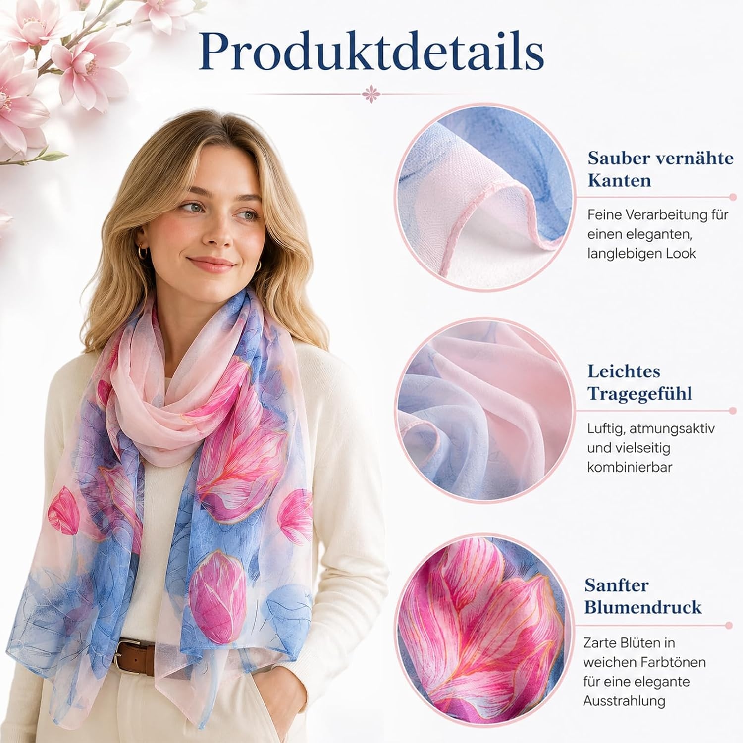 image:imageFAIRYGATE Schal Damen Halstcher Tuch Kopftuch Halstuch Schals Tcher Stola Weiches und Bequemes Georgette Material Vielseitig und Multifunktional B72FDKRA5034