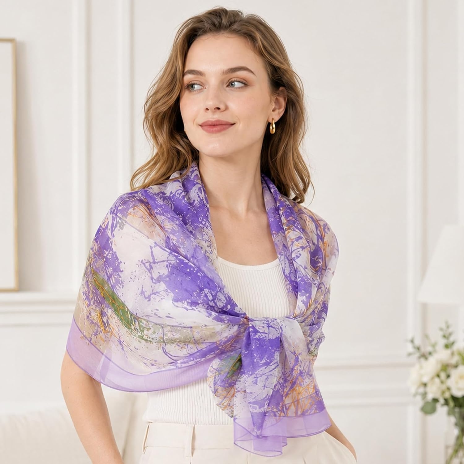 image:imageFAIRYGATE Schal Damen Halstcher Tuch Kopftuch Halstuch Schals Tcher Stola Weiches und Bequemes Georgette Material Vielseitig und Multifunktional B72FDKRC3728