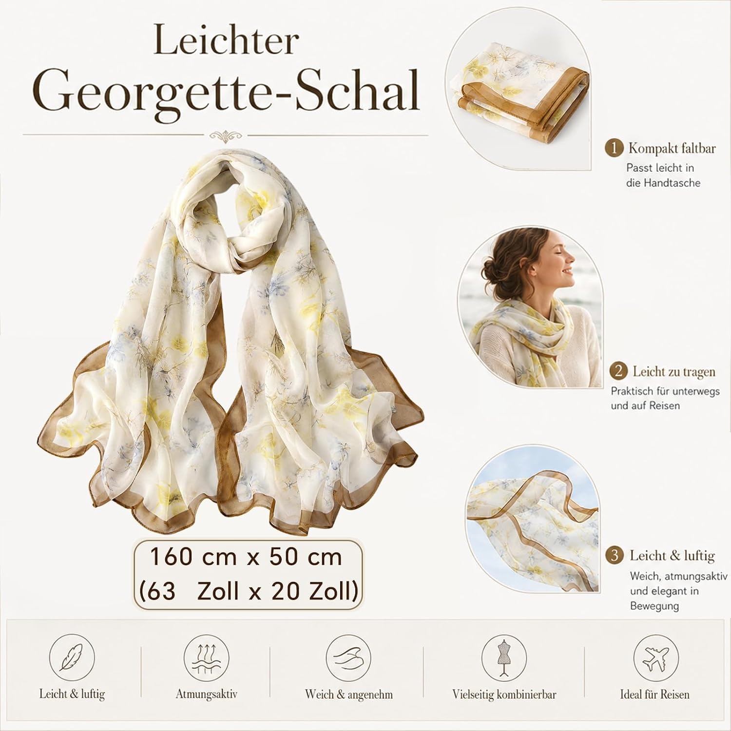 image:imageFAIRYGATE Schal Damen Halstcher Tuch Kopftuch Halstuch Schals Tcher Stola Weiches und Bequemes Georgette Material Vielseitig und Multifunktional B72FDKRA4239