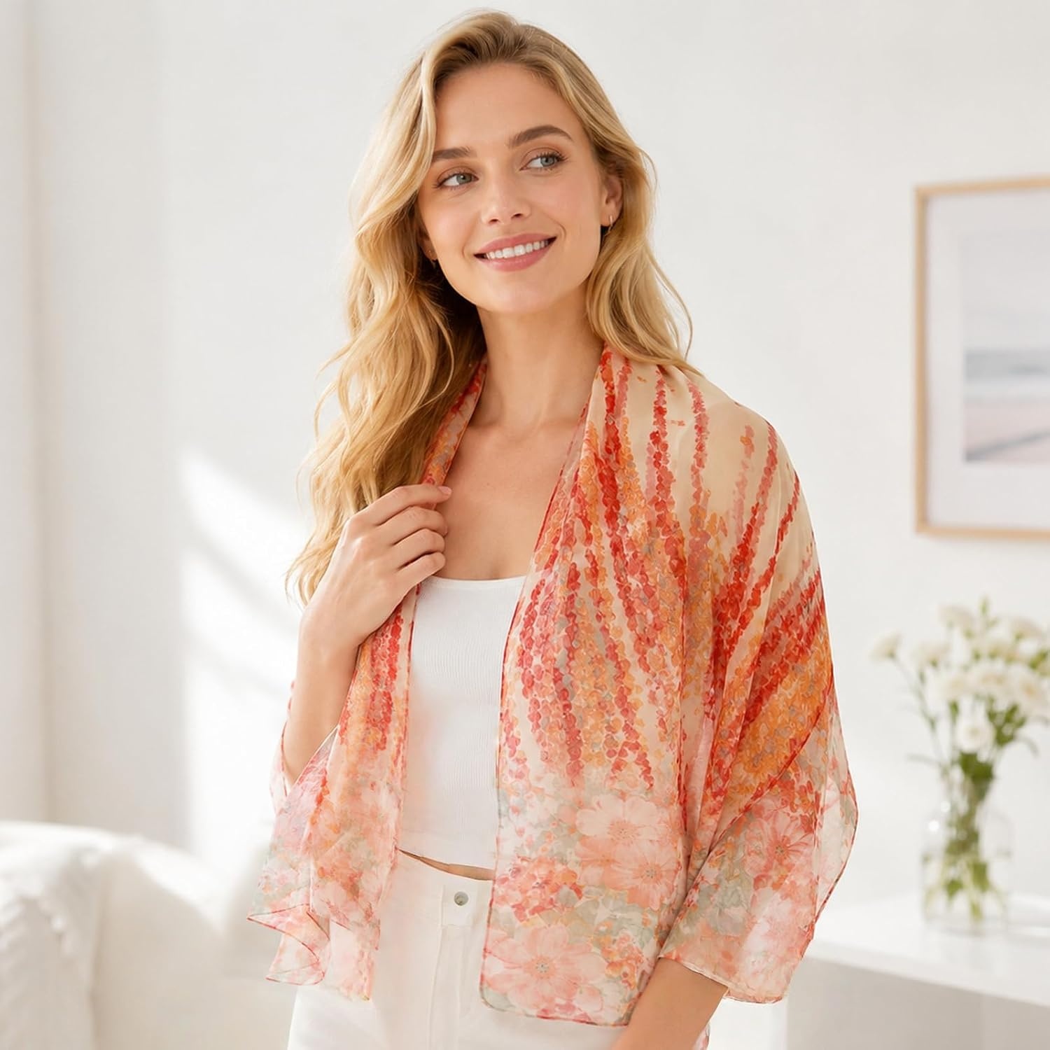 image:imageFAIRYGATE Schal Damen Halstcher Tuch Kopftuch Halstuch Schals Tcher Stola Weiches und Bequemes Georgette Material Vielseitig und Multifunktional B72FDKRA5033