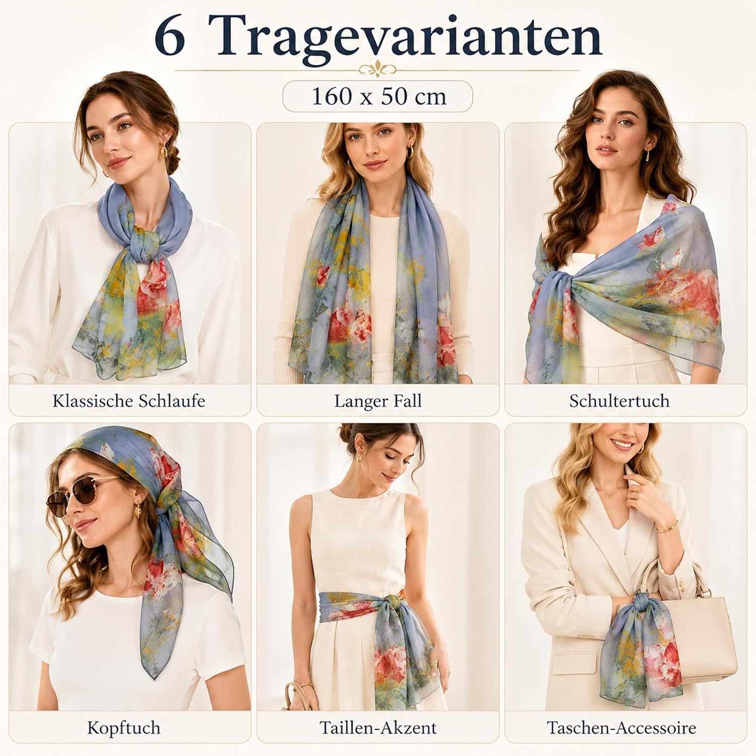image:imageFAIRYGATE Schal Damen Halstcher Tuch Kopftuch Halstuch Schals Tcher Stola Weiches und Bequemes Georgette Material Vielseitig und Multifunktional B72FDKRC3729