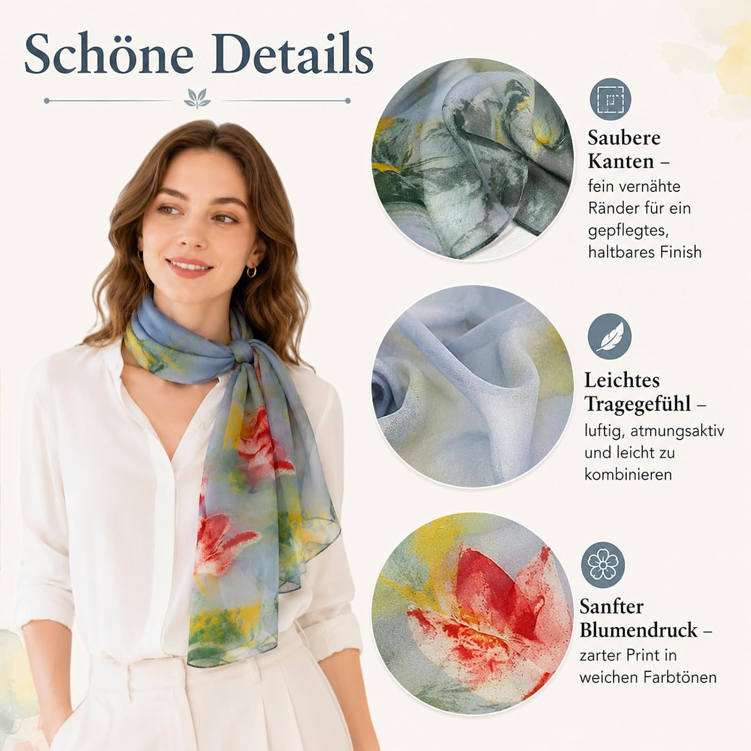 image:imageFAIRYGATE Schal Damen Halstcher Tuch Kopftuch Halstuch Schals Tcher Stola Weiches und Bequemes Georgette Material Vielseitig und Multifunktional B72FDKRC3729
