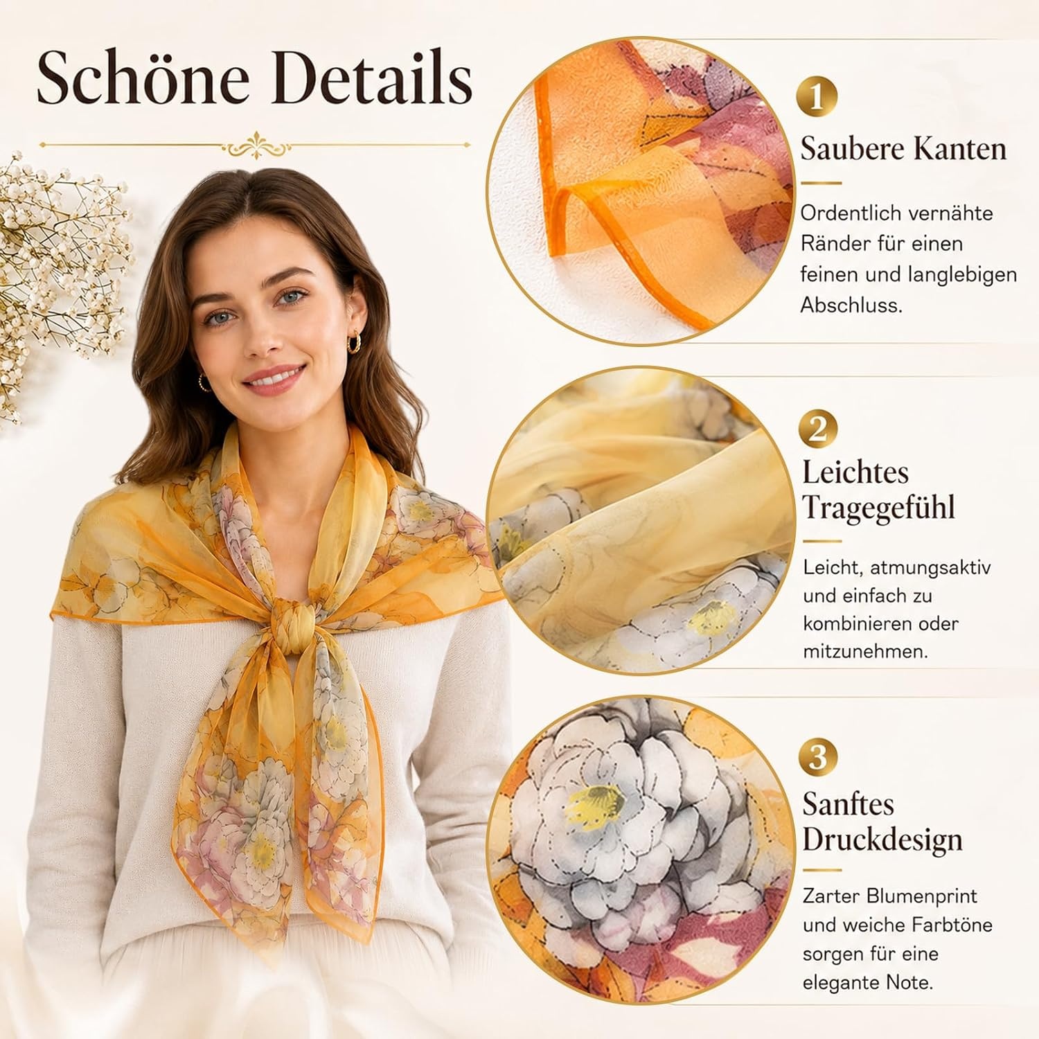 image:imageFAIRYGATE Schal Damen Halstcher Tuch Kopftuch Halstuch Schals Tcher Stola Weiches und Bequemes Georgette Material Vielseitig und Multifunktional B72FDKRC3725
