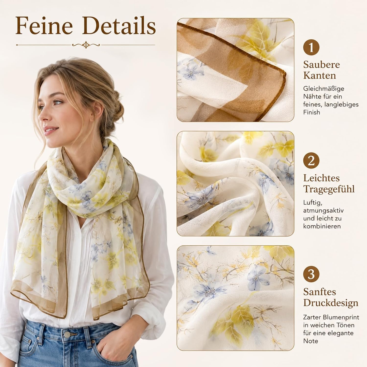 image:imageFAIRYGATE Schal Damen Halstcher Tuch Kopftuch Halstuch Schals Tcher Stola Weiches und Bequemes Georgette Material Vielseitig und Multifunktional B72FDKRA4239