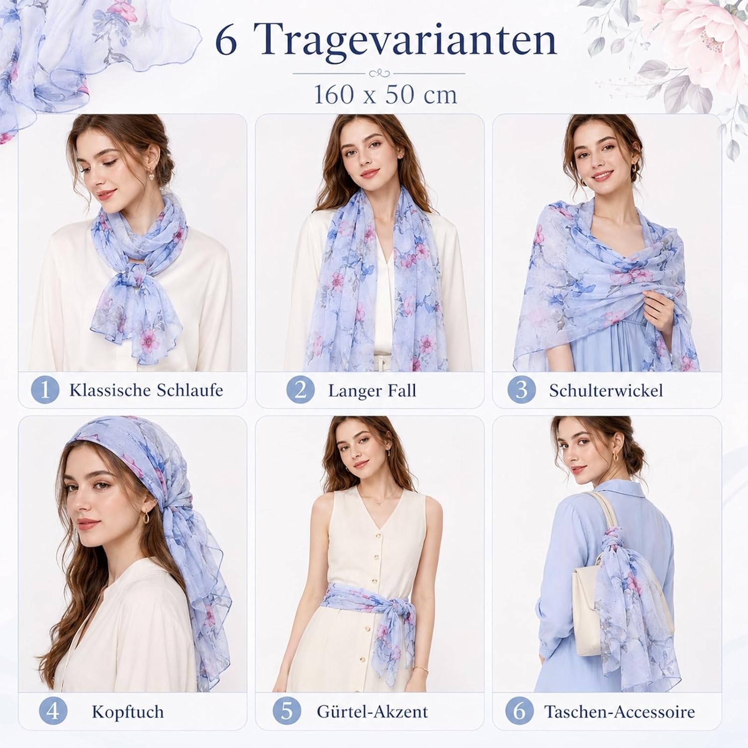 image:imageFAIRYGATE Schal Damen Halstcher Tuch Kopftuch Halstuch Schals Tcher Stola Weiches und Bequemes Georgette Material Vielseitig und Multifunktional B72FDKRA4238