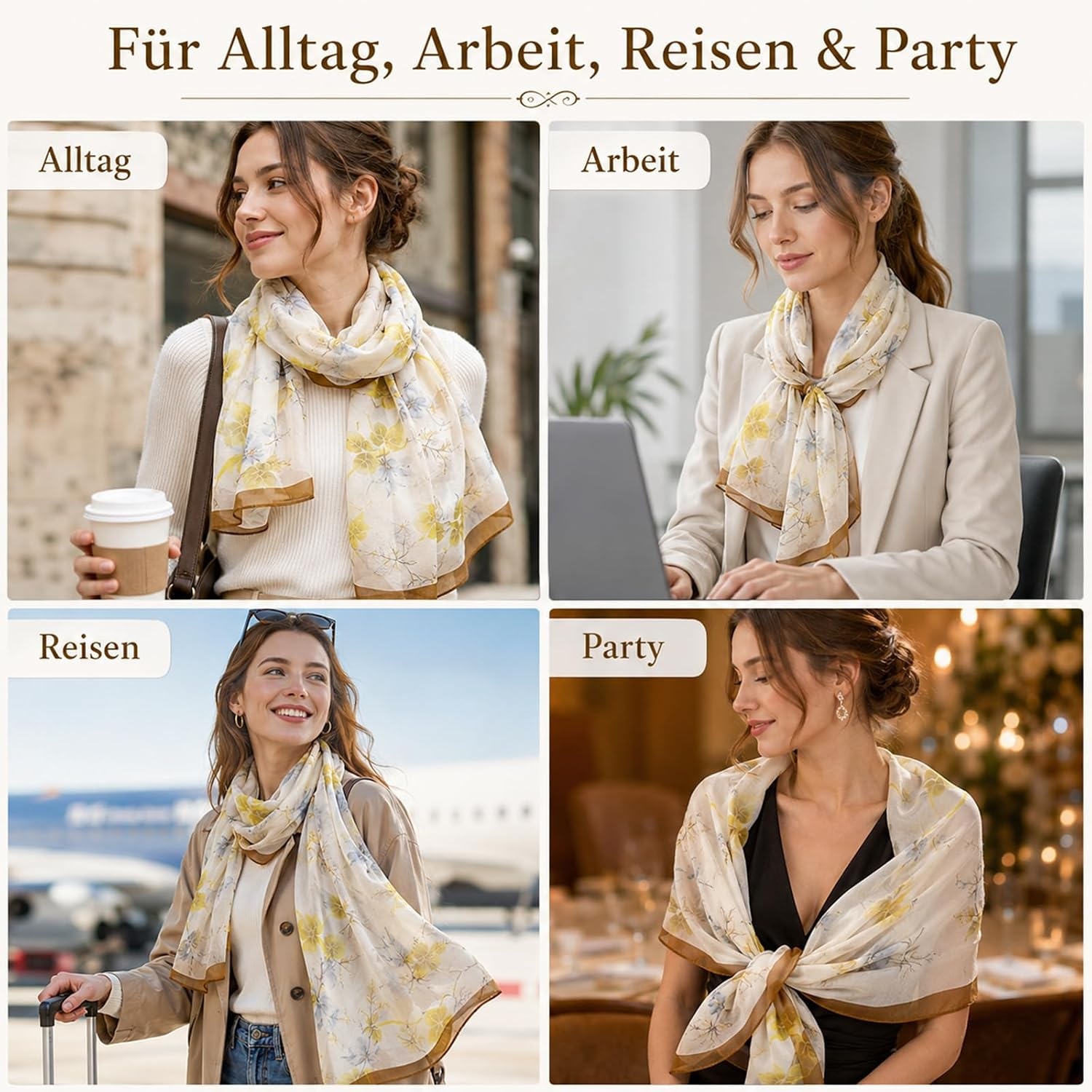 image:imageFAIRYGATE Schal Damen Halstcher Tuch Kopftuch Halstuch Schals Tcher Stola Weiches und Bequemes Georgette Material Vielseitig und Multifunktional B72FDKRA4239