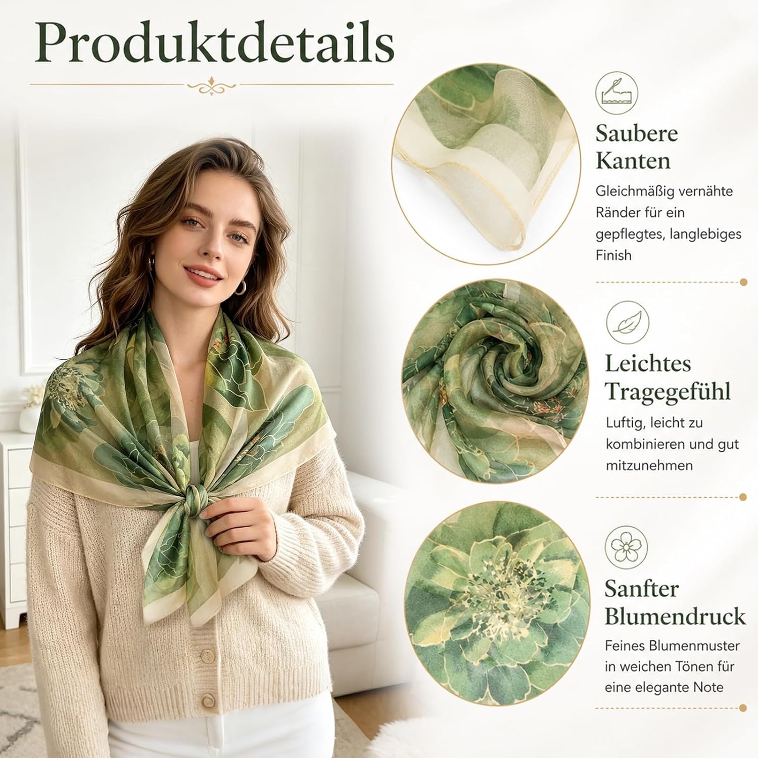 image:imageFAIRYGATE Schal Damen Halstcher Tuch Kopftuch Halstuch Schals Tcher Stola Weiches und Bequemes Georgette Material Vielseitig und Multifunktional B72FDKRA5032