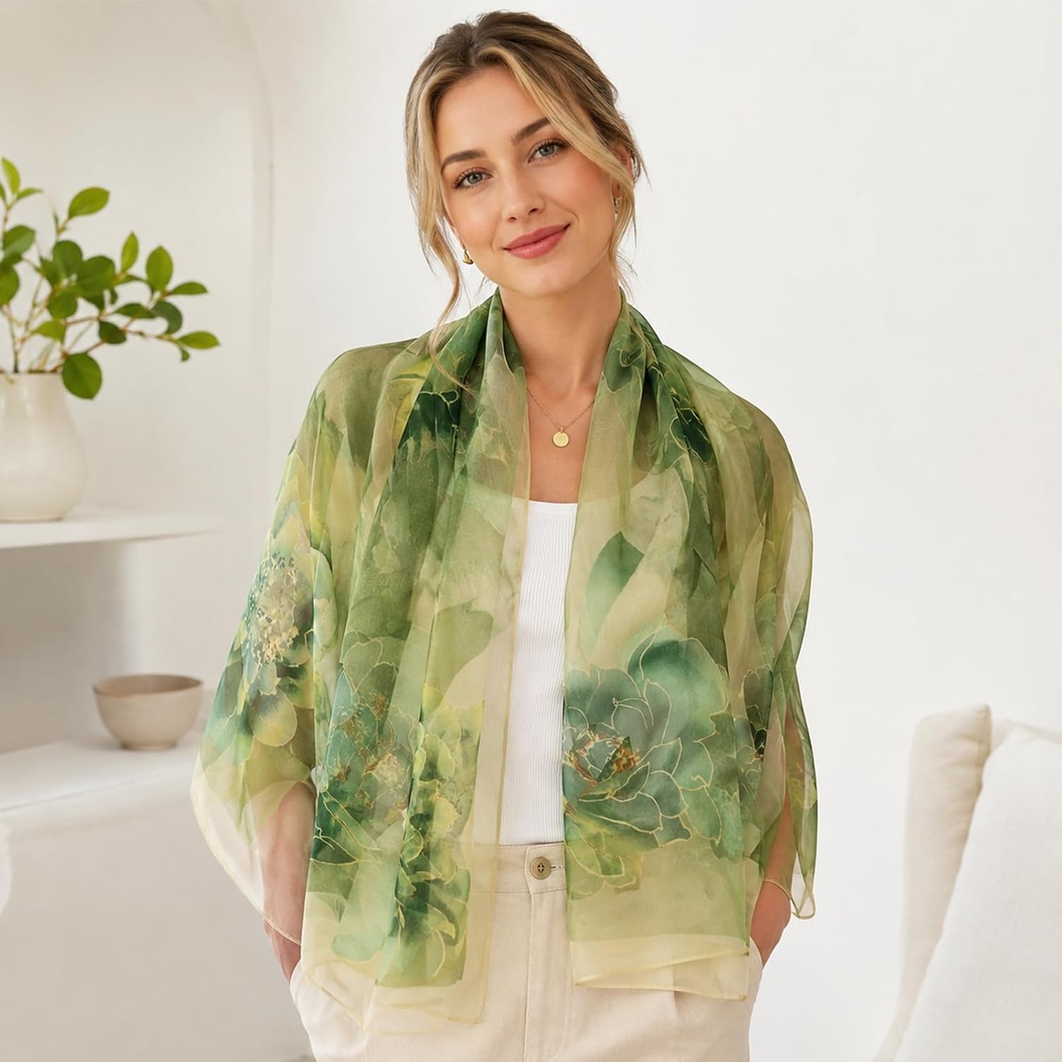 image:imageFAIRYGATE Schal Damen Halstcher Tuch Kopftuch Halstuch Schals Tcher Stola Weiches und Bequemes Georgette Material Vielseitig und Multifunktional B72FDKRA5032