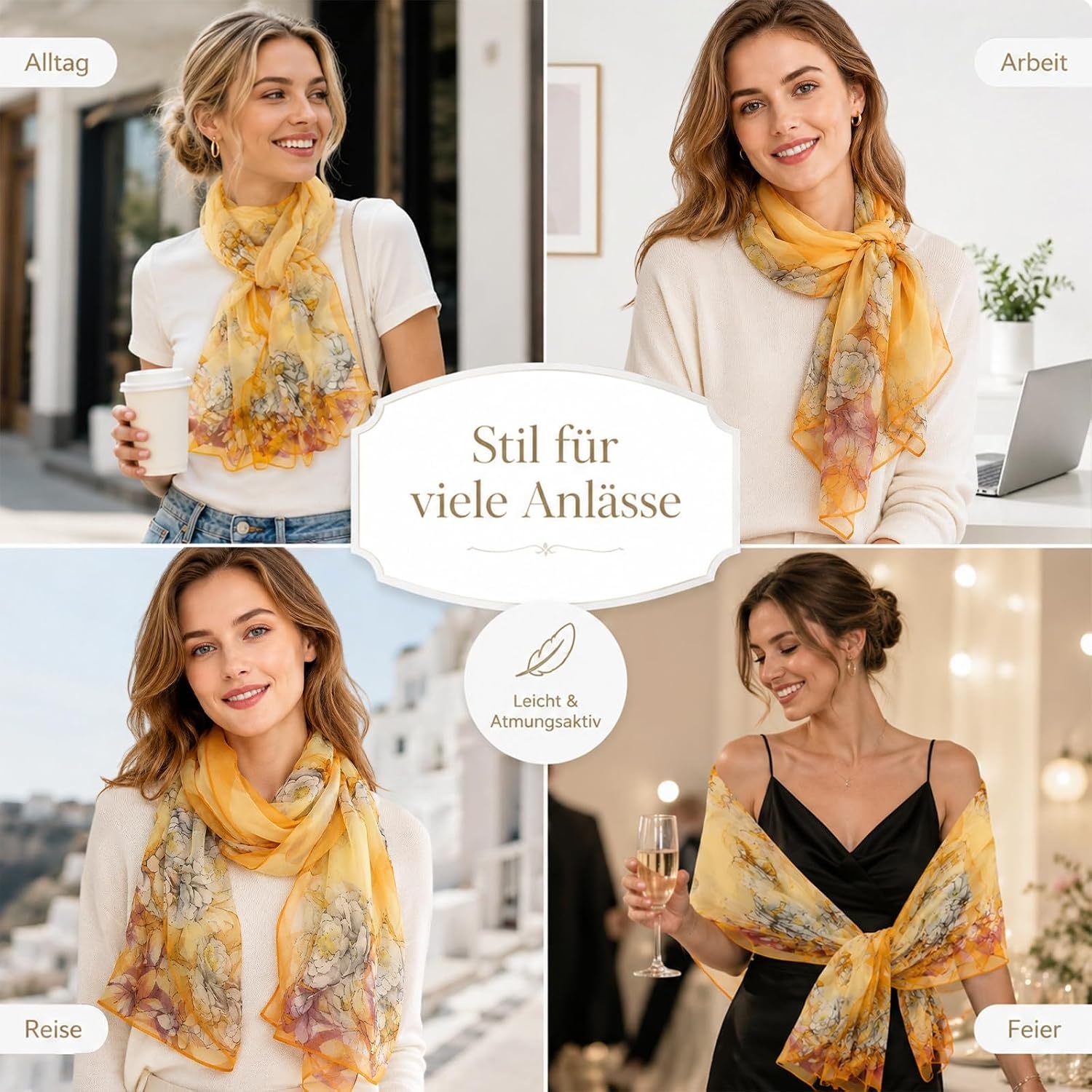 image:imageFAIRYGATE Schal Damen Halstcher Tuch Kopftuch Halstuch Schals Tcher Stola Weiches und Bequemes Georgette Material Vielseitig und Multifunktional B72FDKRC3725