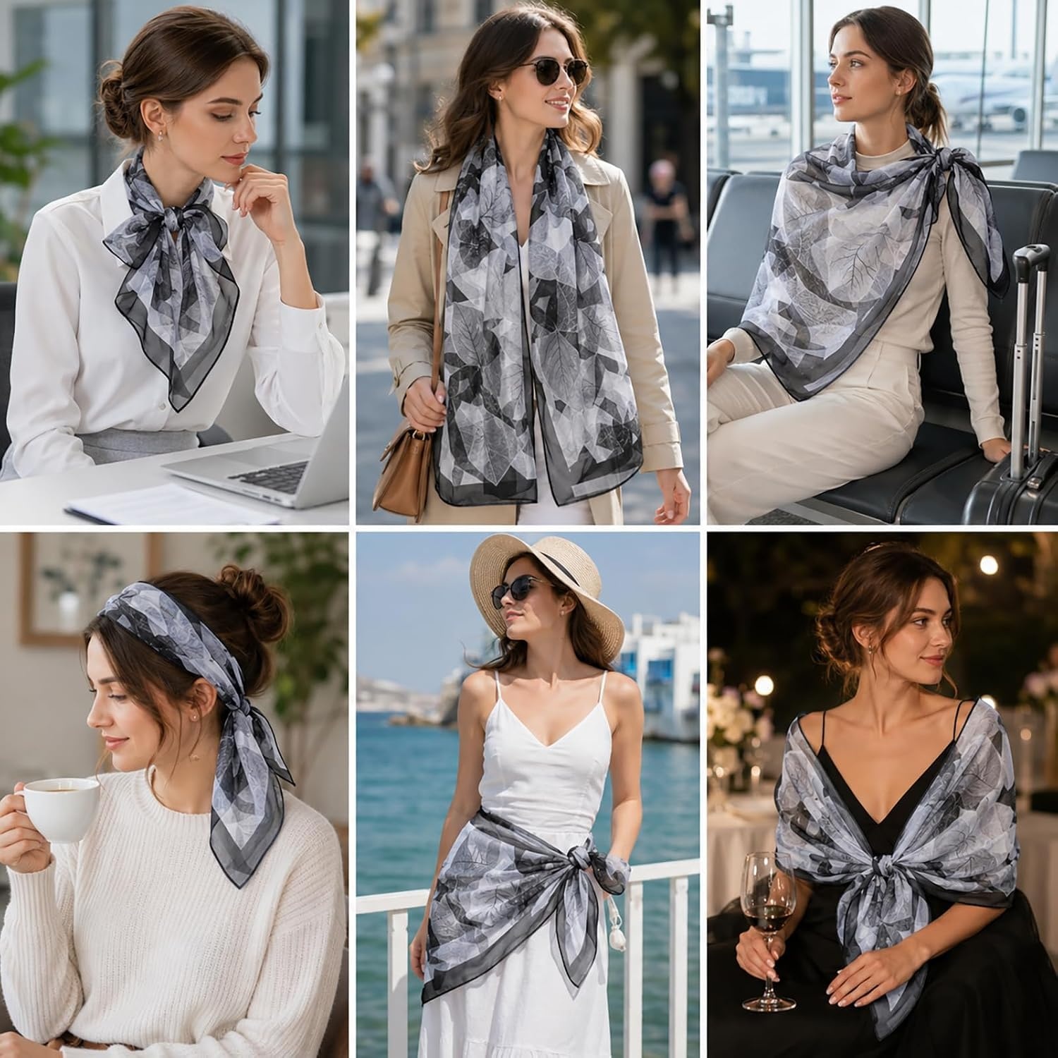 image:imageFAIRYGATE Schal Damen Halstcher Tuch Kopftuch Halstuch Schals Tcher Stola Weiches und Bequemes Georgette Material Vielseitig und Multifunktional B72Fdkra4718