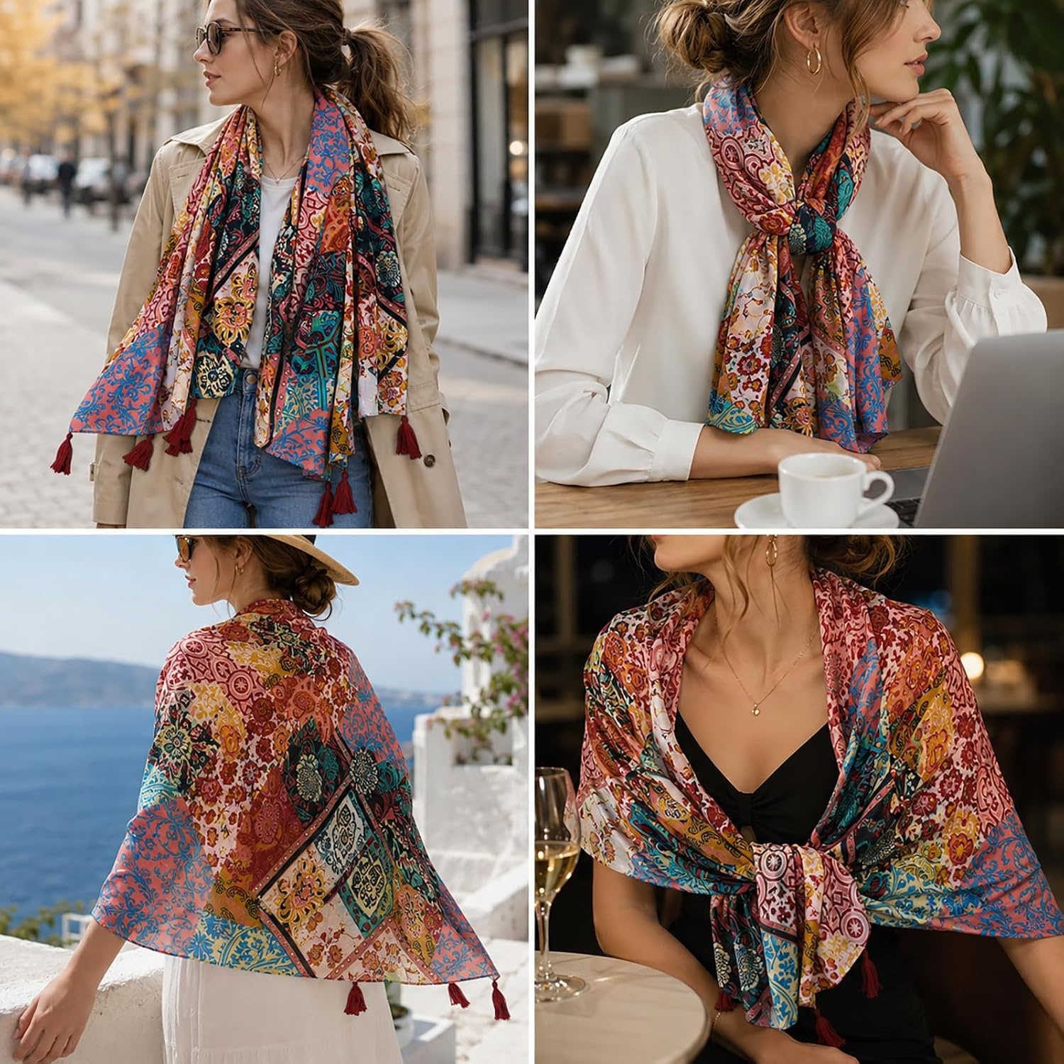 image:imageFAIRYGATE Schal Damen Mode Oversize Deckenschal mit Fransen XXL Schals amp Tcher fr FrauenFDYT9026