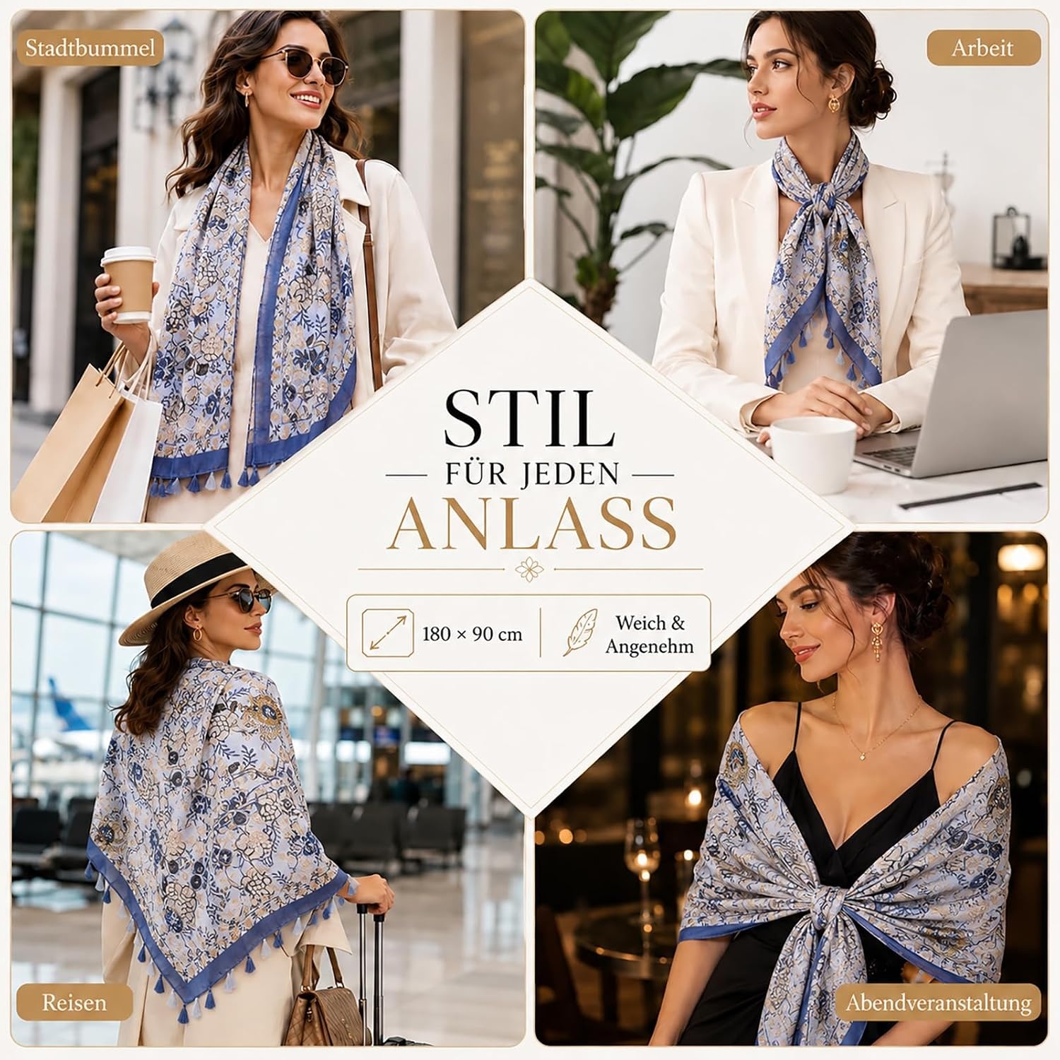 image:imageFAIRYGATE Schal Damen Mode Oversize Deckenschal mit Fransen XXL Schals amp Tcher fr FrauenFdyt02011