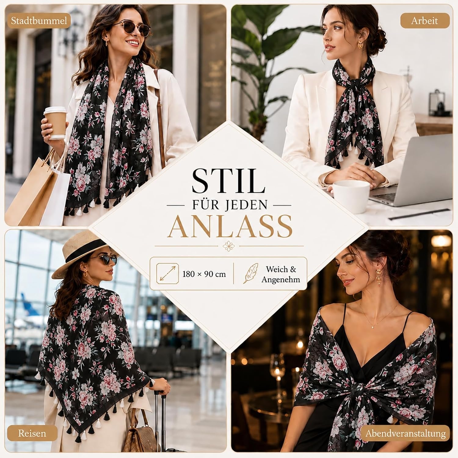 image:imageFAIRYGATE Schal Damen Mode Oversize Deckenschal mit Fransen XXL Schals amp Tcher fr FrauenFdyt52016