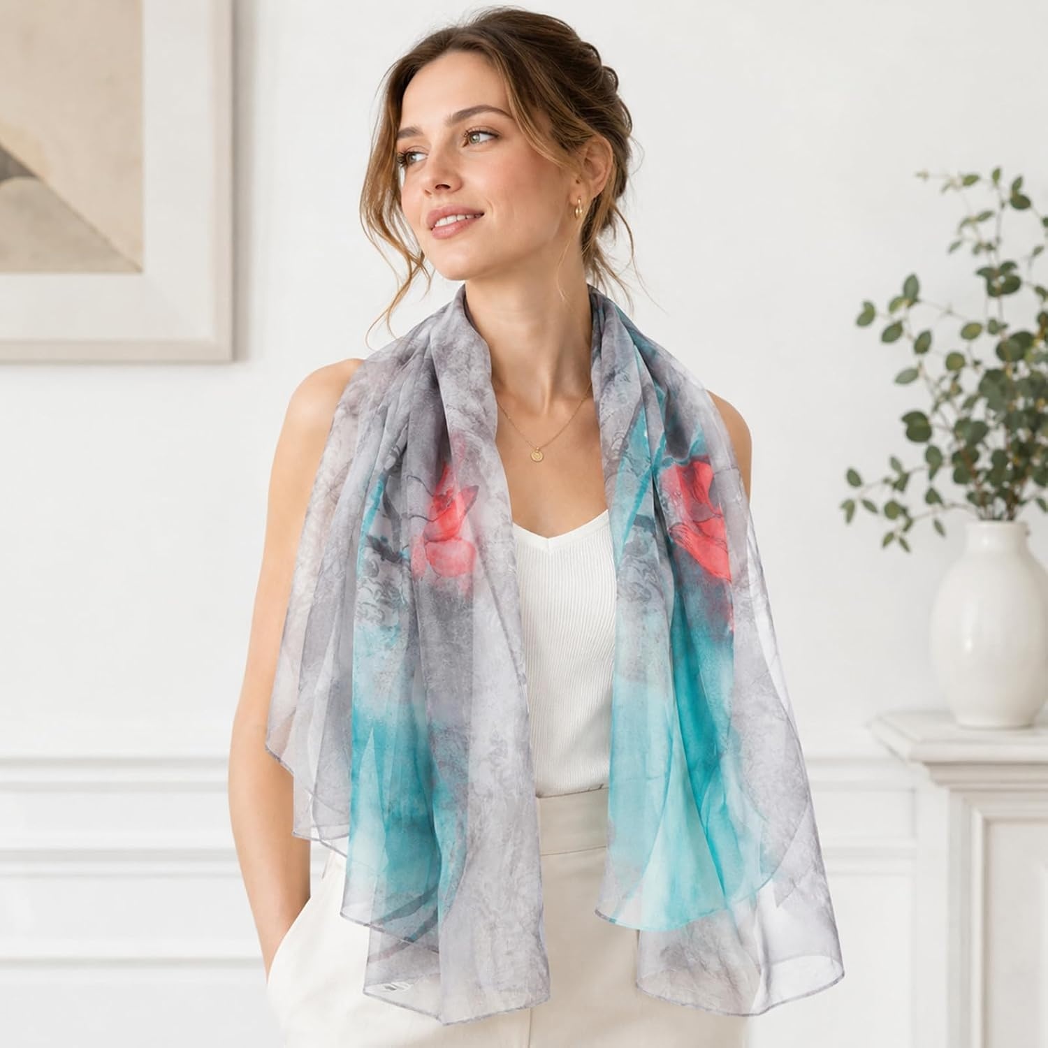 image:imageFAIRYGATE Schals amp Tcher fr Damen Modischer Damen Schal Stola Halstuch Tuch aus Chiffon fr Frhling Sommer GanzjhrigFDKRA5230