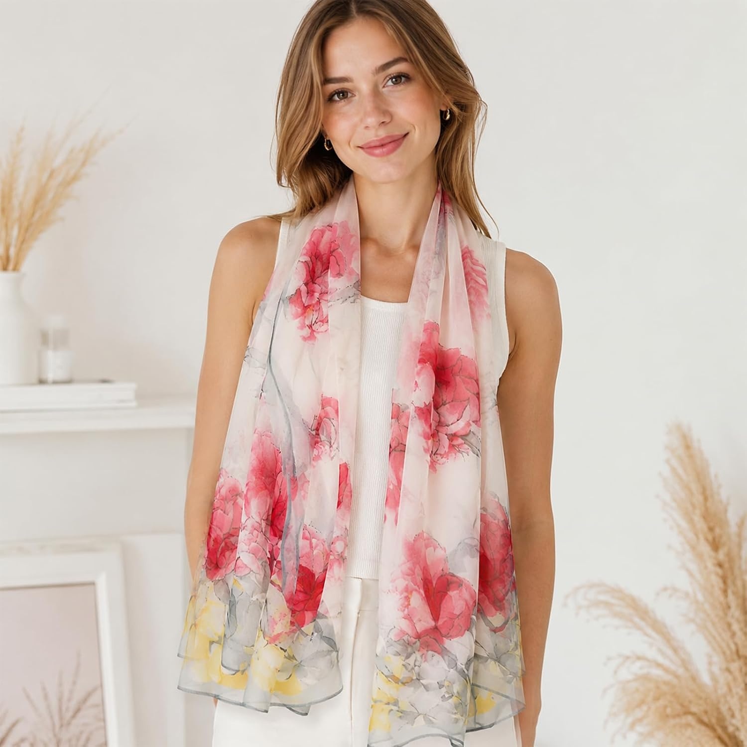 image:imageFAIRYGATE Schals amp Tcher fr Damen Modischer Damen Schal Stola Halstuch Tuch aus Chiffon fr Frhling Sommer GanzjhrigFDKRA5236