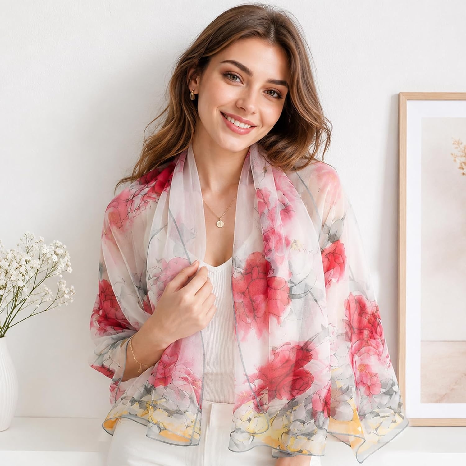 image:imageFAIRYGATE Schals amp Tcher fr Damen Modischer Damen Schal Stola Halstuch Tuch aus Chiffon fr Frhling Sommer GanzjhrigFDKRA5236