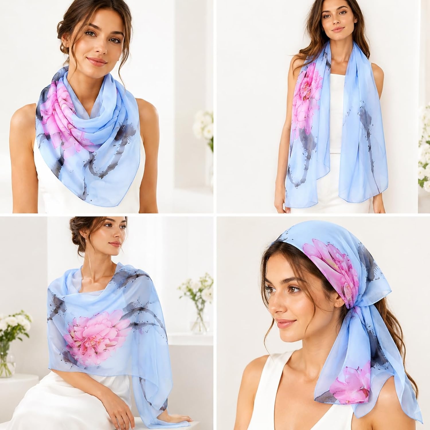 image:imageFAIRYGATE Schals amp Tcher fr Damen Seidenschals Damen Leicht Seidentuch Chiffon Silk Schal Halstuch Tuch Geschenk Frauen 20A41DA4117