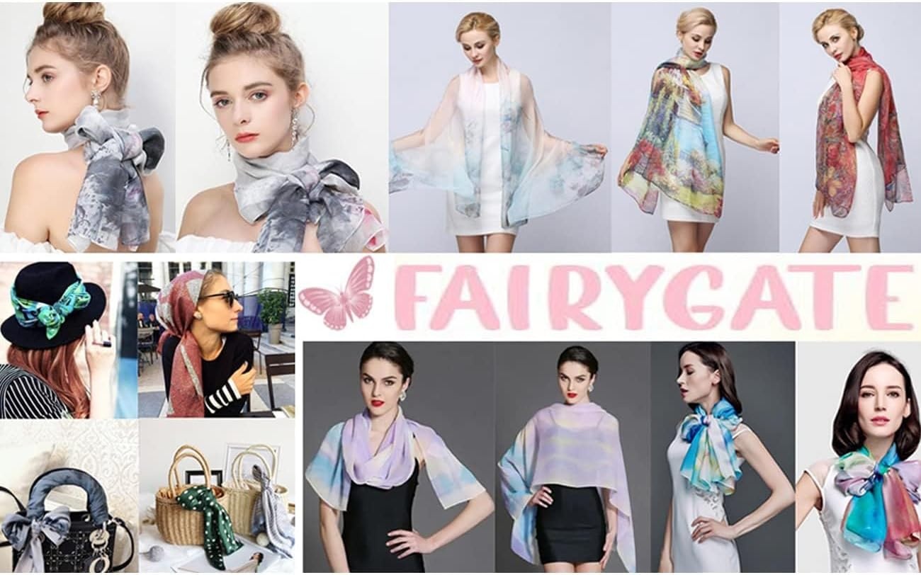image:imageFAIRYGATE Schals amp Tcher fr Damen Seidenschals Damen Leicht Seidentuch Chiffon Silk Schal Halstuch Tuch Geschenk Frauen 20A41Fdkra5124