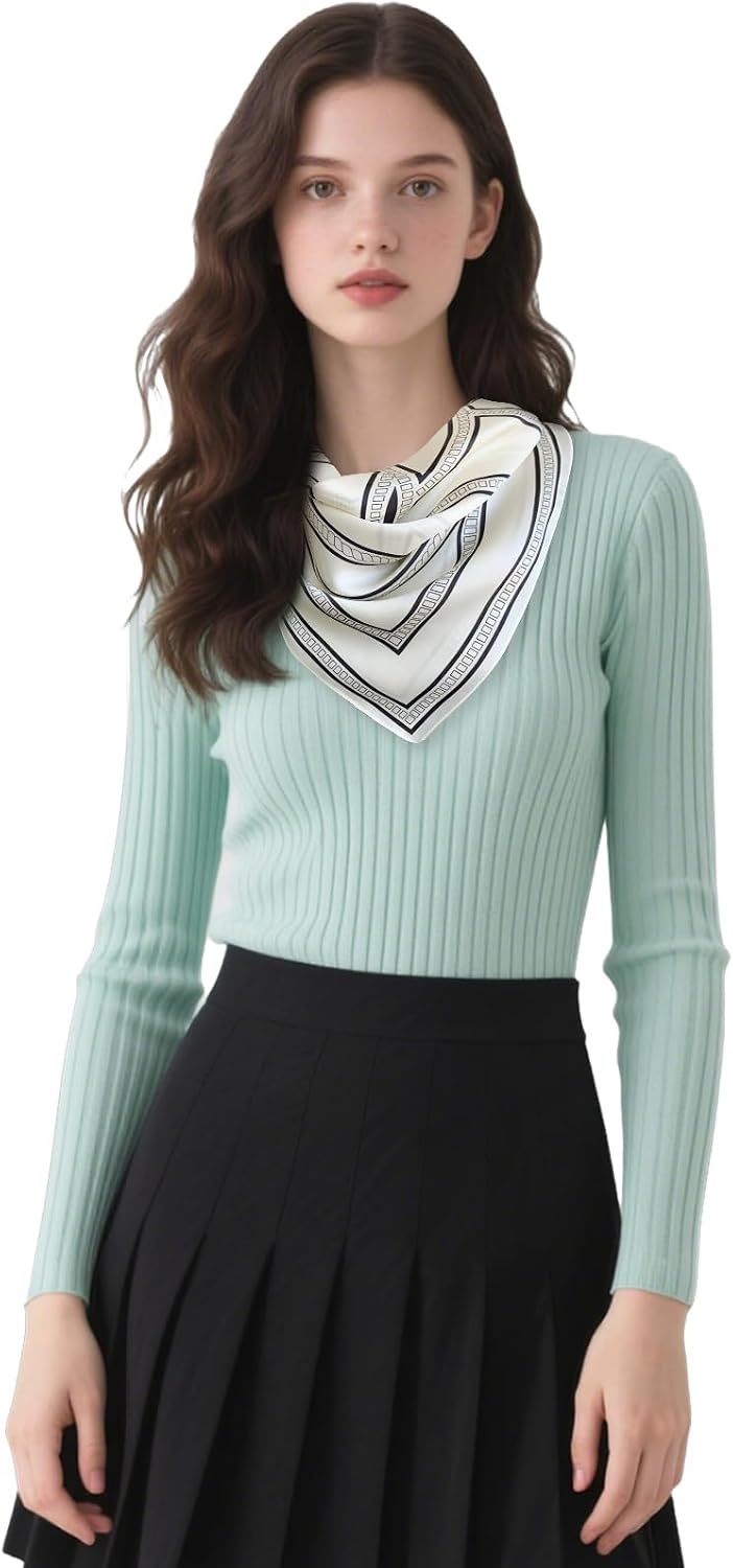 image:imageFAIRYGATE Seide Schal Damen Halstcher Seidentuch Schals Halstuch Seidenschal Scarf Bandana Taschentuch Handgelenk Kopftcher Einheitsgre 78Fdas28011