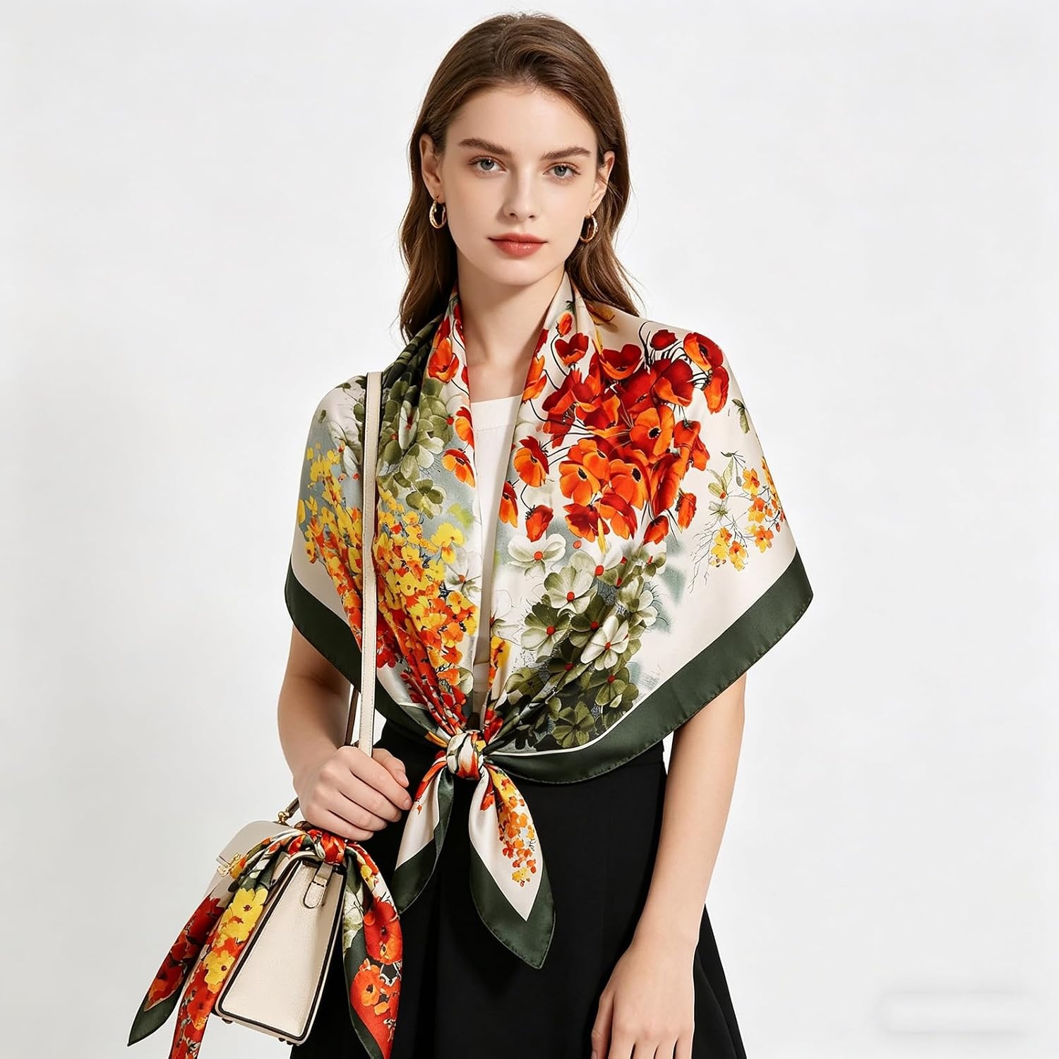 image:imageFAIRYGATE Seide Schal Damen Halstcher Seidentuch Schals Halstuch Seidenschal Scarf Bandana Taschentuch Handgelenk Kopftcher Einheitsgre 78Fdas28022