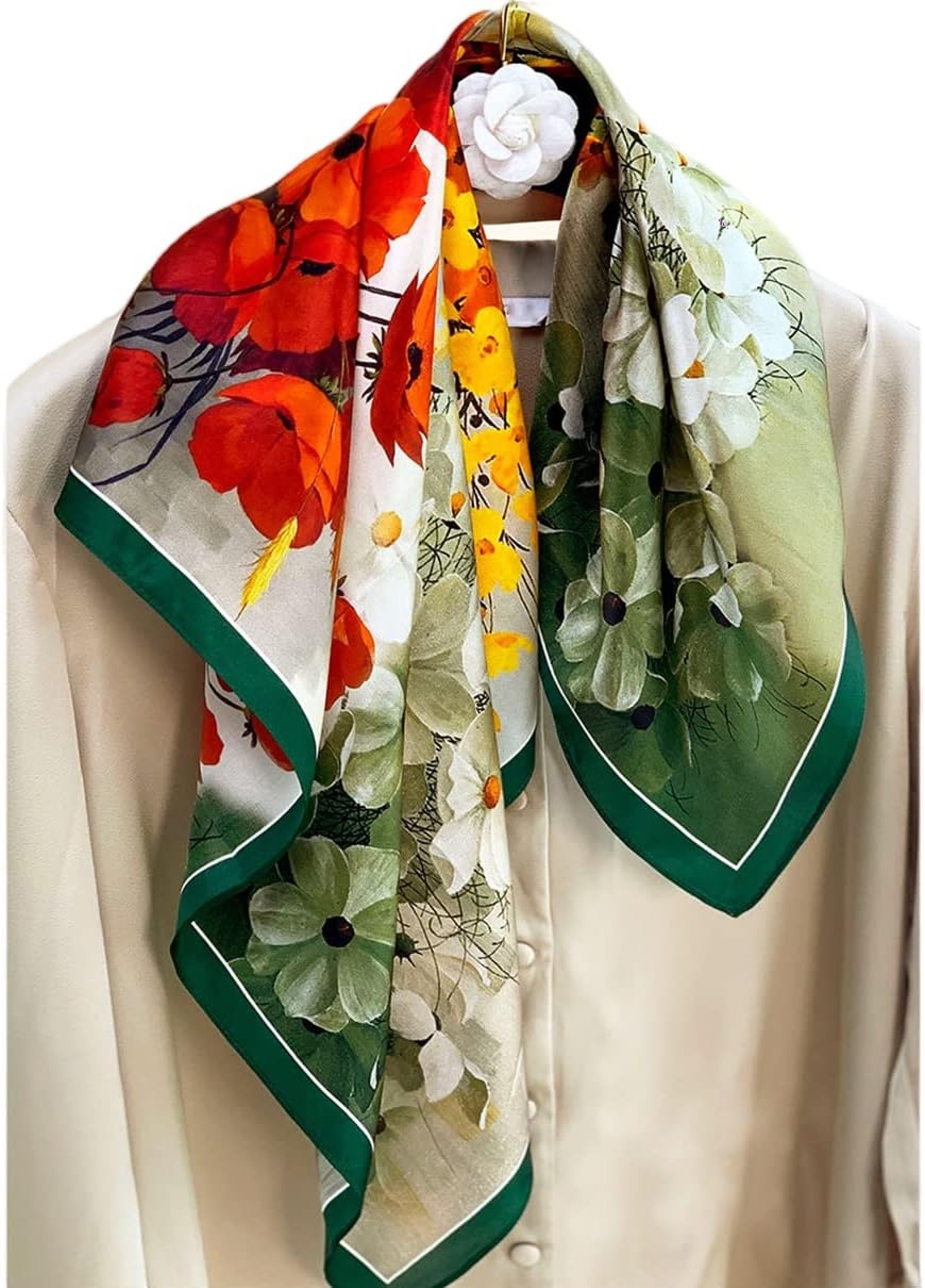 image:imageFAIRYGATE Seide Schal Damen Halstcher Seidentuch Schals Halstuch Seidenschal Scarf Bandana Taschentuch Handgelenk Kopftcher Einheitsgre 78Fdas28022