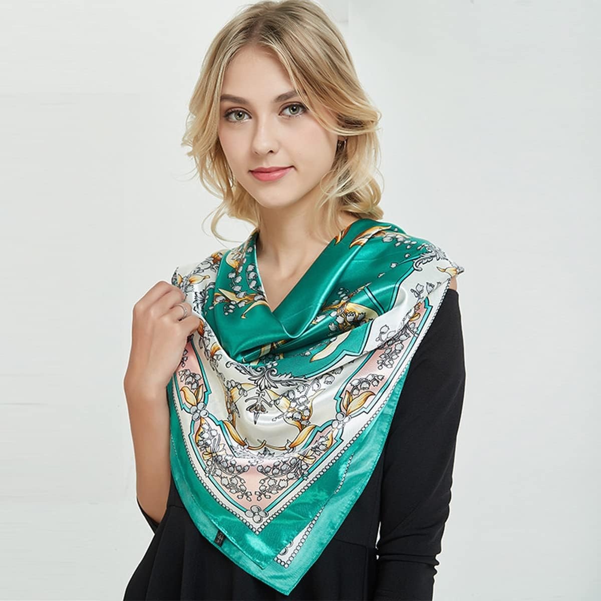 image:imageFAIRYGATE Seide Schal Damen Halstcher Seidentuch Schals Halstuch Seidenschal Scarf Bandana Taschentuch Handgelenk Kopftcher Einheitsgre 78Fdgh73017