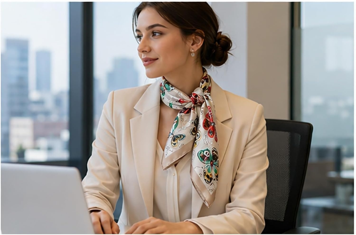 image:imageFAIRYGATE Seide Schal Damen Halstcher Seidentuch Schals Halstuch Seidenschal Scarf Bandana Taschentuch Handgelenk Kopftcher Einheitsgre 78Fdgh90014