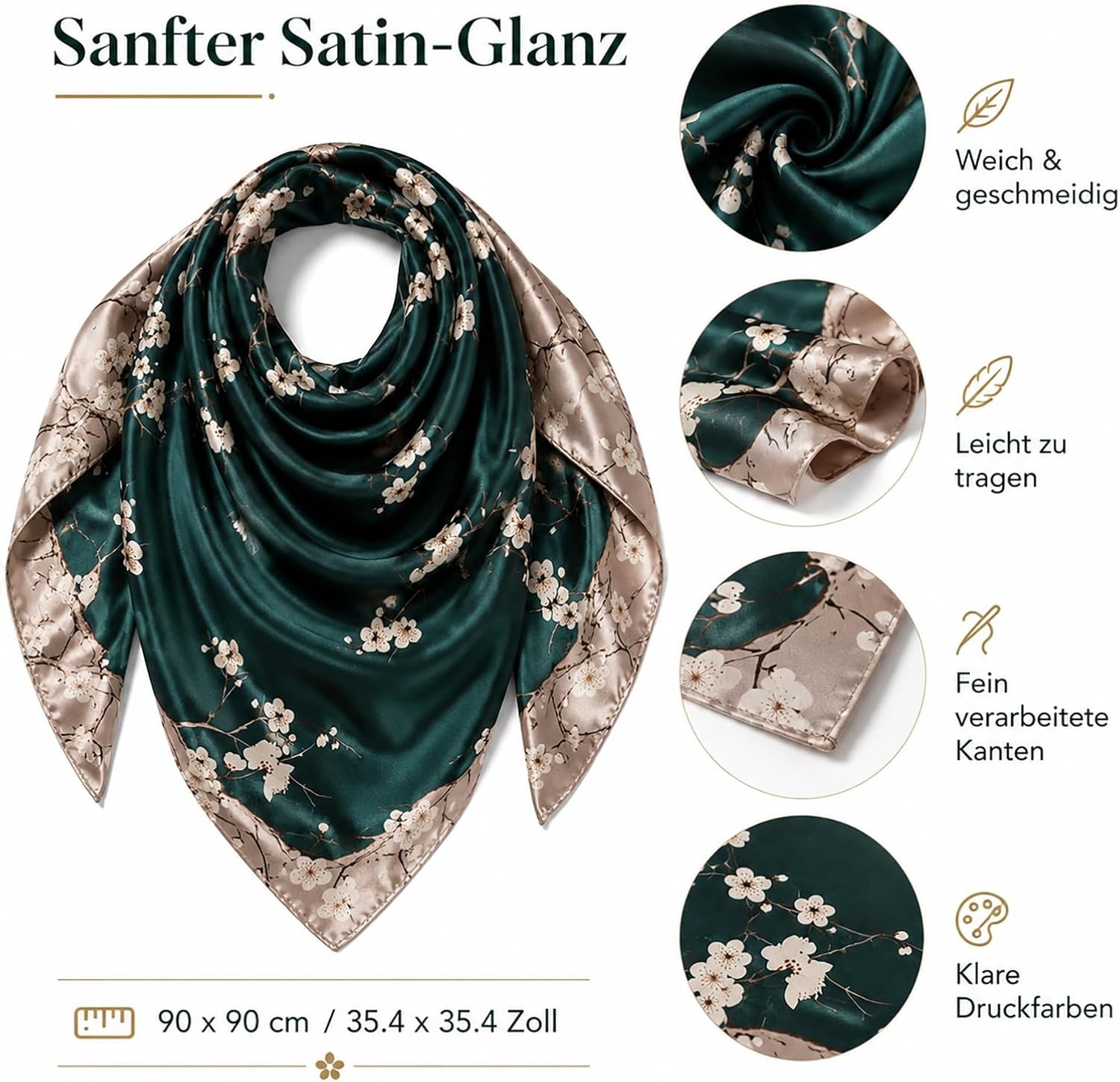 image:imageFAIRYGATE Seide Schal Damen Halstcher Seidentuch Schals Halstuch Seidenschal Scarf Bandana Taschentuch Handgelenk Kopftcher Einheitsgre 78Fdgh91008