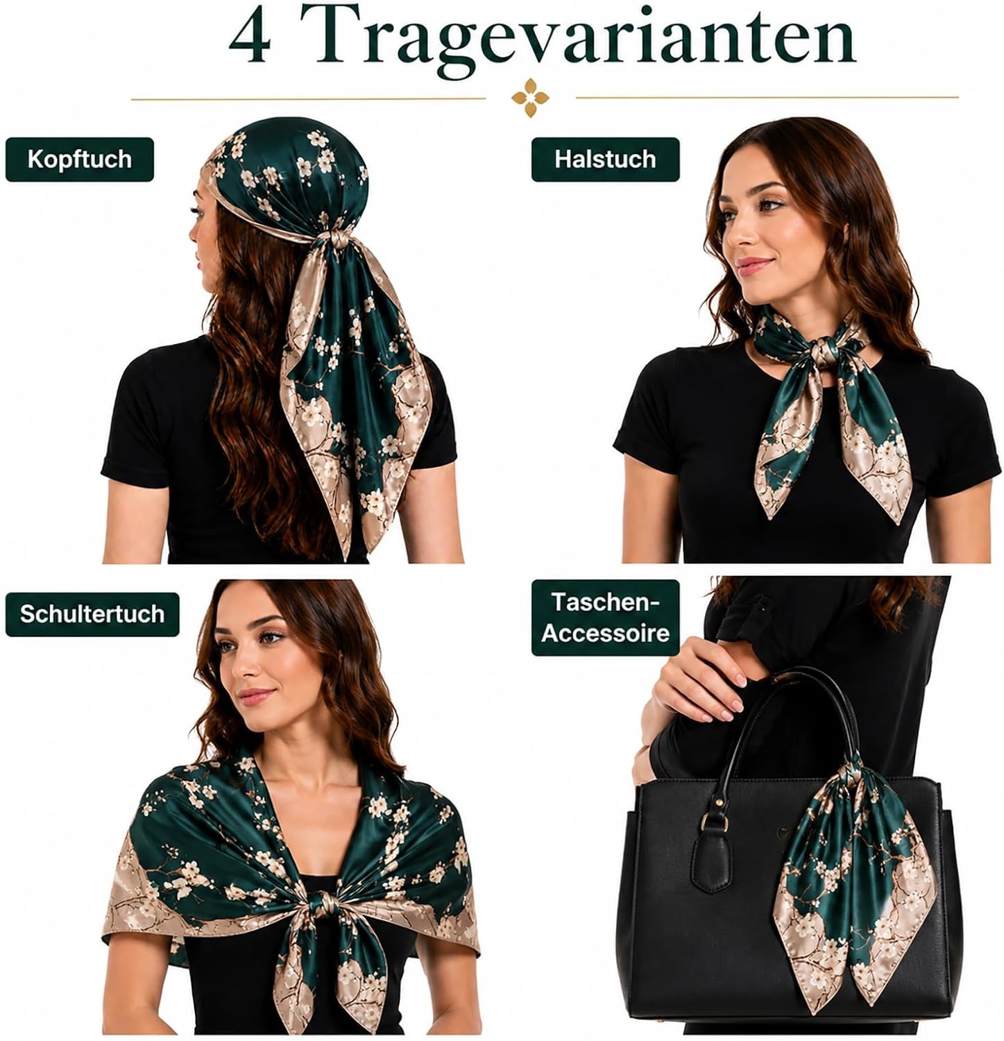 image:imageFAIRYGATE Seide Schal Damen Halstcher Seidentuch Schals Halstuch Seidenschal Scarf Bandana Taschentuch Handgelenk Kopftcher Einheitsgre 78Fdgh91008