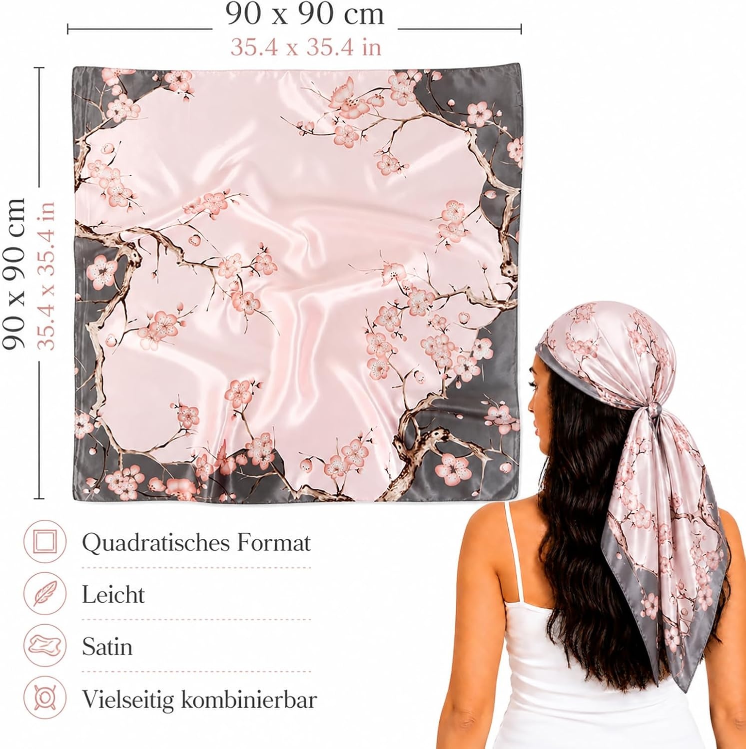 image:imageFAIRYGATE Seide Schal Damen Halstcher Seidentuch Schals Halstuch Seidenschal Scarf Bandana Taschentuch Handgelenk Kopftcher Einheitsgre 78Fdgh91009