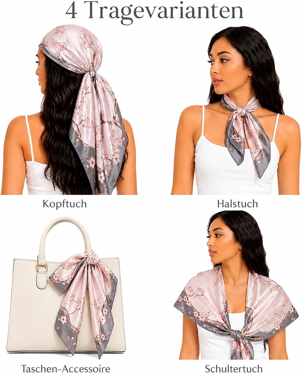 image:imageFAIRYGATE Seide Schal Damen Halstcher Seidentuch Schals Halstuch Seidenschal Scarf Bandana Taschentuch Handgelenk Kopftcher Einheitsgre 78Fdgh91009