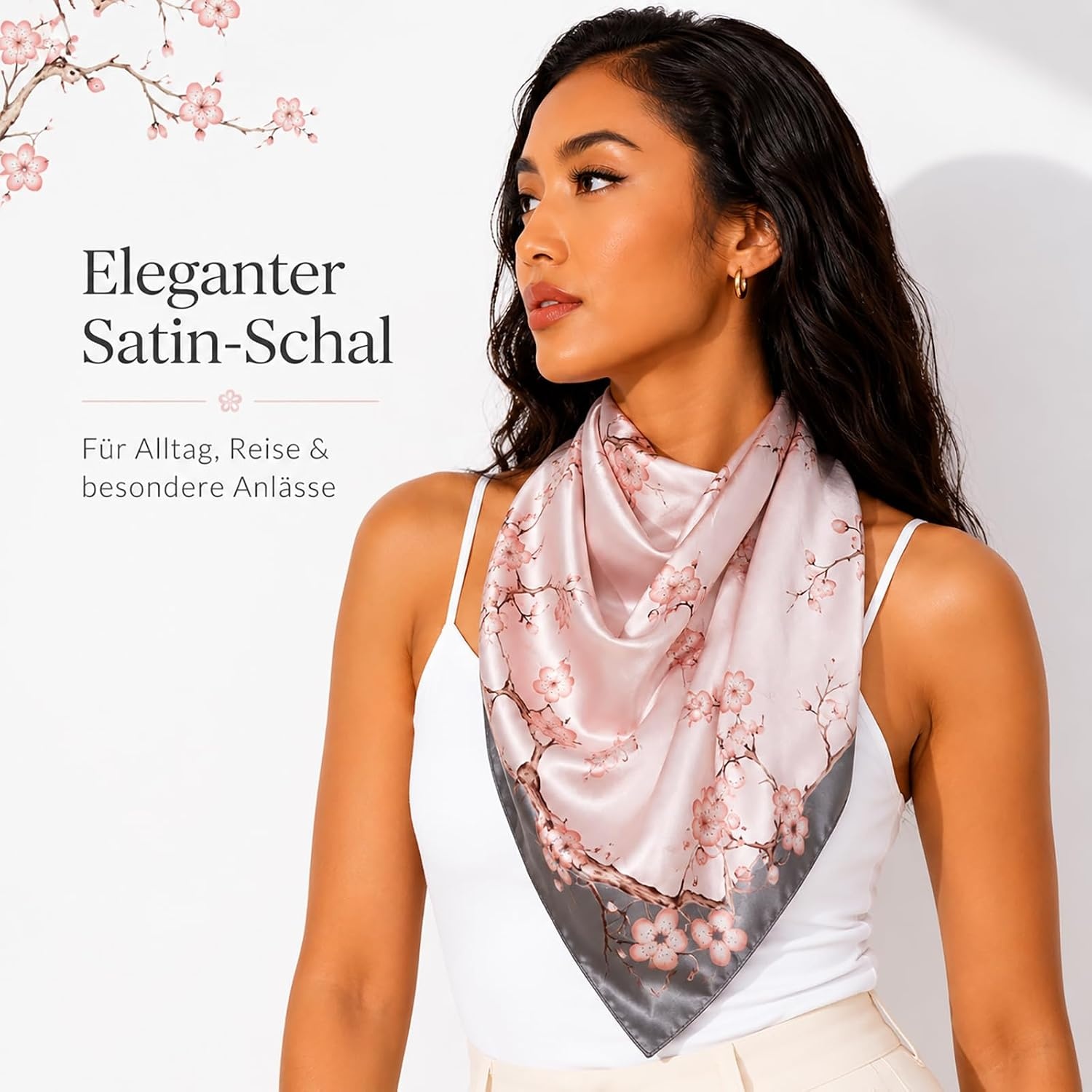 image:imageFAIRYGATE Seide Schal Damen Halstcher Seidentuch Schals Halstuch Seidenschal Scarf Bandana Taschentuch Handgelenk Kopftcher Einheitsgre 78Fdgh91009