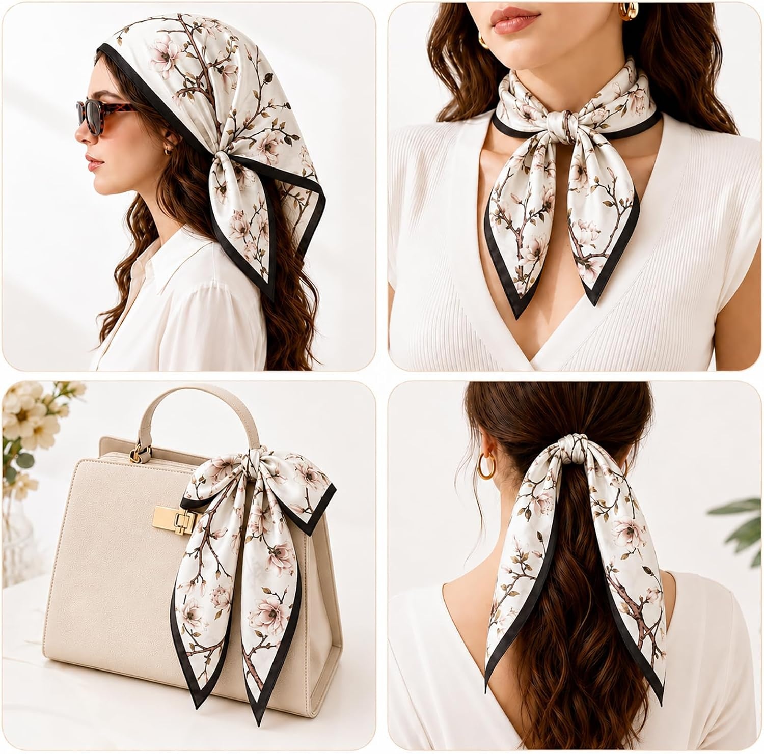 image:imageFAIRYGATE Seide Schal Damen Halstcher Seidentuch Schals Halstuch Seidenschal Scarf Bandana Taschentuch Handgelenk Kopftcher Einheitsgre 78Fdhzl77021