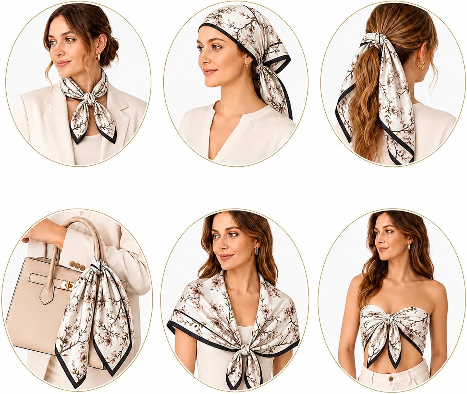 image:imageFAIRYGATE Seide Schal Damen Halstcher Seidentuch Schals Halstuch Seidenschal Scarf Bandana Taschentuch Handgelenk Kopftcher Einheitsgre 78Fdhzl77021
