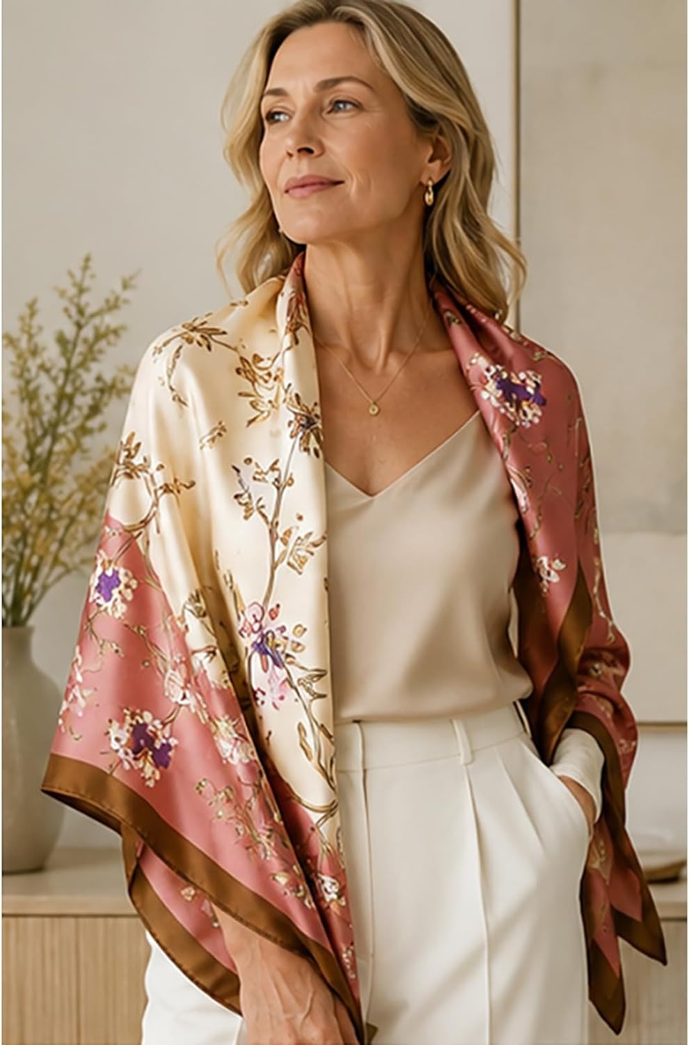image:imageFAIRYGATE Seide Schal Damen Halstcher Seidentuch Schals Halstuch Seidenschal Scarf Bandana Taschentuch Handgelenk Kopftcher Einheitsgre 78Fdwxa2516