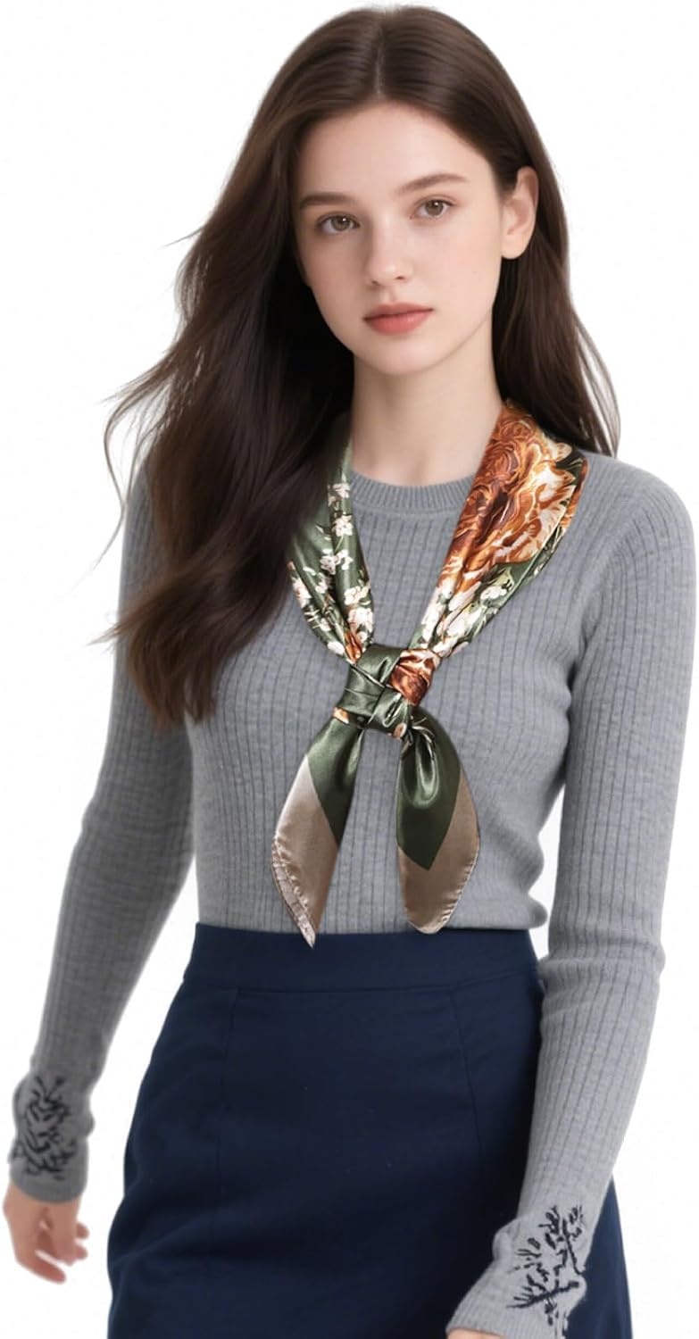 image:imageFAIRYGATE Seide Schal Damen Halstcher Seidentuch Schals Halstuch Seidenschal Scarf Bandana Taschentuch Handgelenk Kopftcher Einheitsgre 78Fdwxa2522