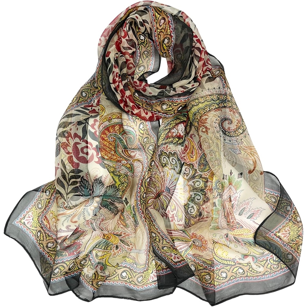 image:imageFAIRYGATE Chiffon Retro Schal Damen Leichtes Halstuch Seiden Chiffon Halstuch fr Mdchen Frauen Halstuch KopftuchFDKRA4434