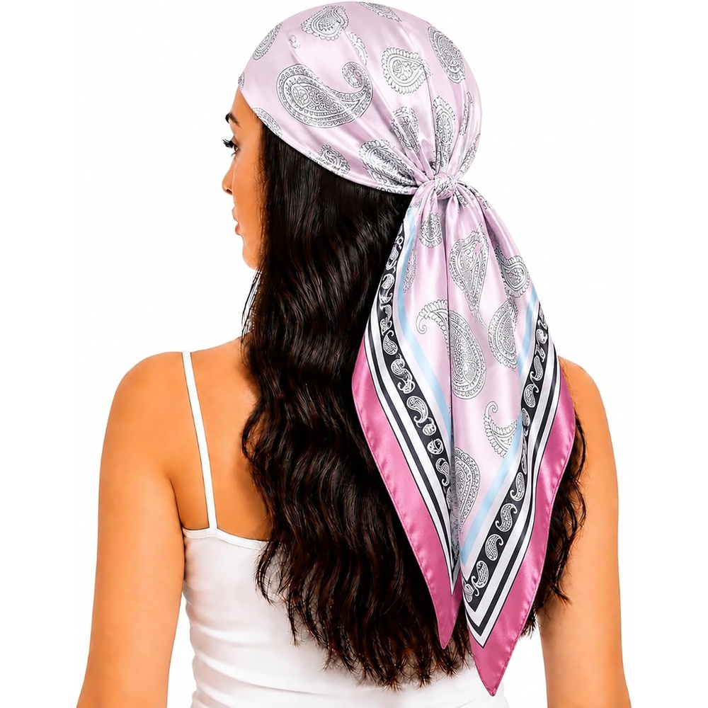 image:imageFAIRYGATE Damen Seidentuch Quadrates Bedrucktes Halstuch Satin Seidenschal Kopftuch 70x70cmFdas26012
