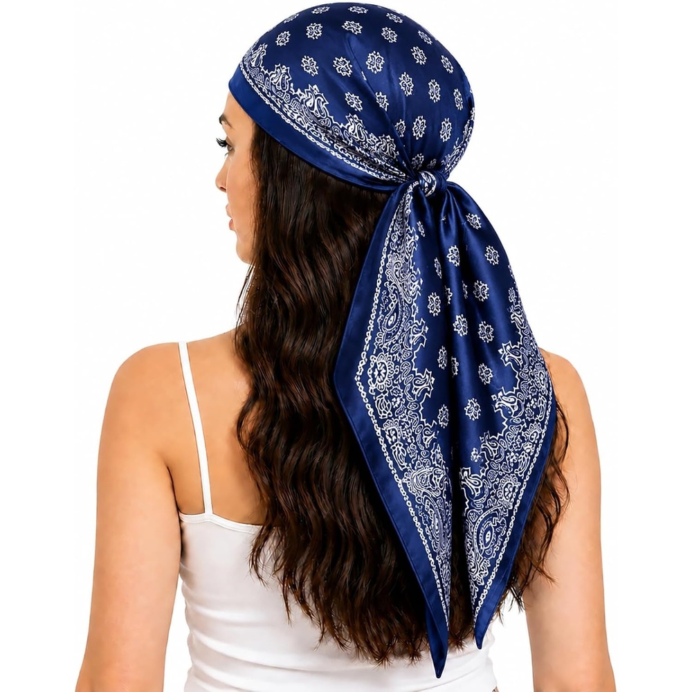 image:imageFAIRYGATE Damen Seidentuch Quadrates Bedrucktes Halstuch Satin Seidenschal Kopftuch 70x70cmFdas29015