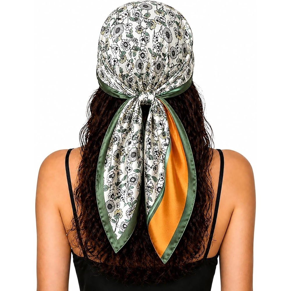 image:imageFAIRYGATE Damen Seidentuch Quadrates Bedrucktes Halstuch Satin Seidenschal Kopftuch 70x70cmFdas29025