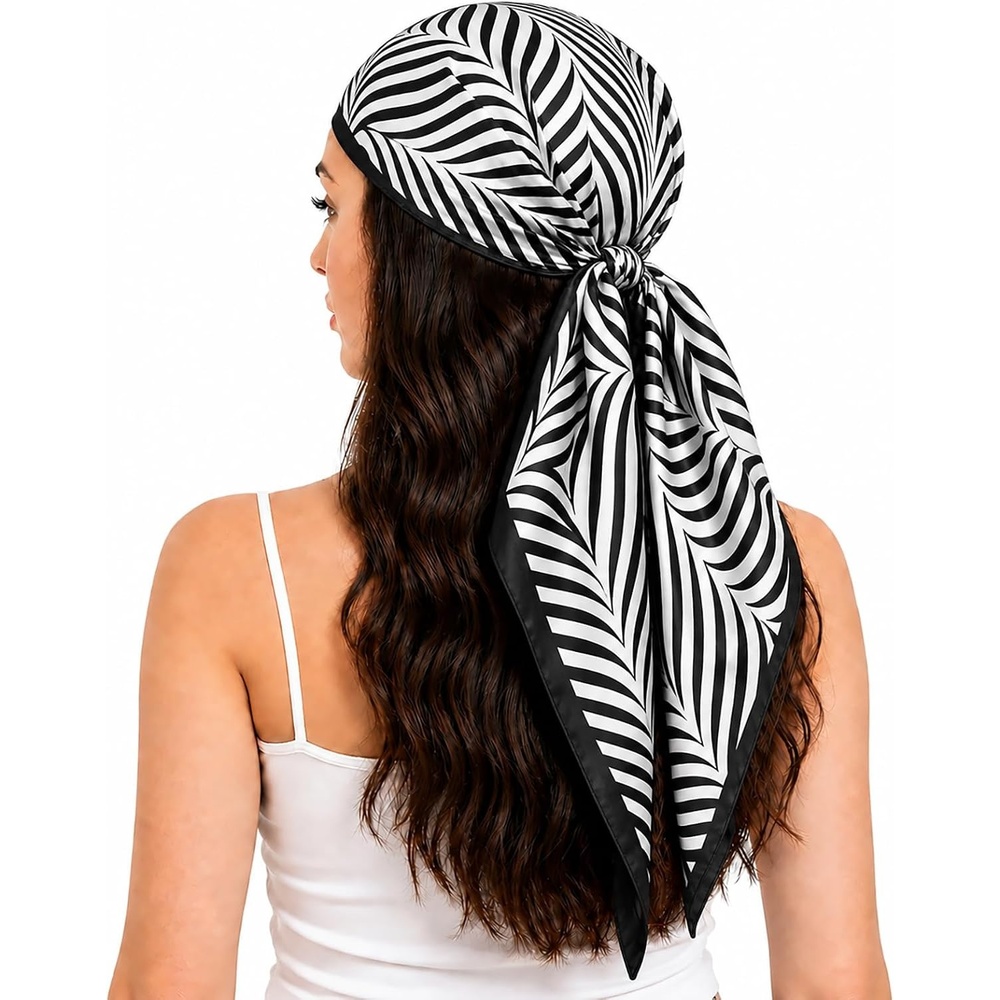 image:imageFAIRYGATE Damen Seidentuch Quadrates Bedrucktes Halstuch Satin Seidenschal Kopftuch 70x70cmFdgh94011