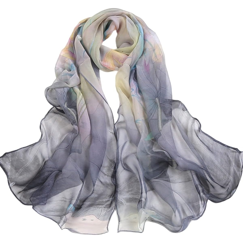 image:imageFAIRYGATE Georgette Chiffon Schal Damen Lange Schals Blume Muster Soft Wrap Simulation Seidenschal fr Frhling Sommer Herbst Winter38009
