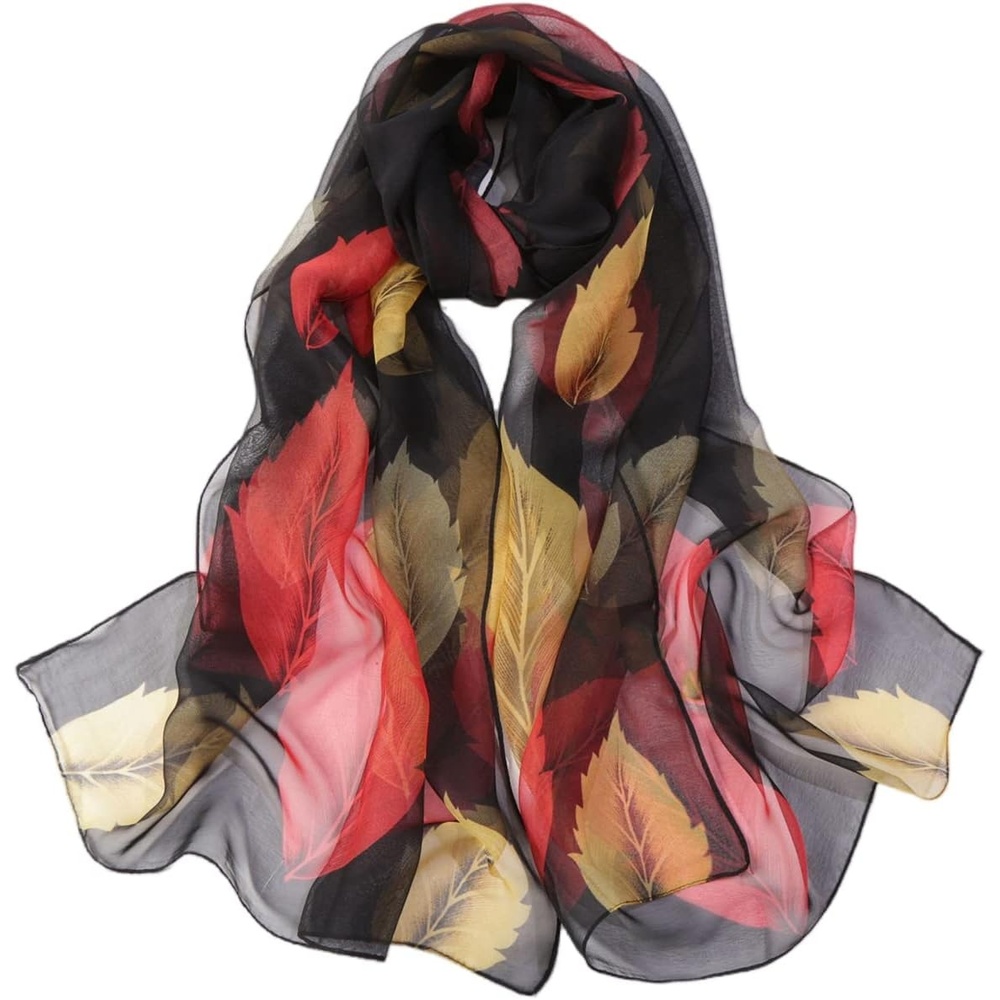 image:imageFAIRYGATE Georgette Chiffon Schal Damen Lange Schals Blume Muster Soft Wrap Simulation Seidenschal fr Frhling Sommer Herbst Winter38024
