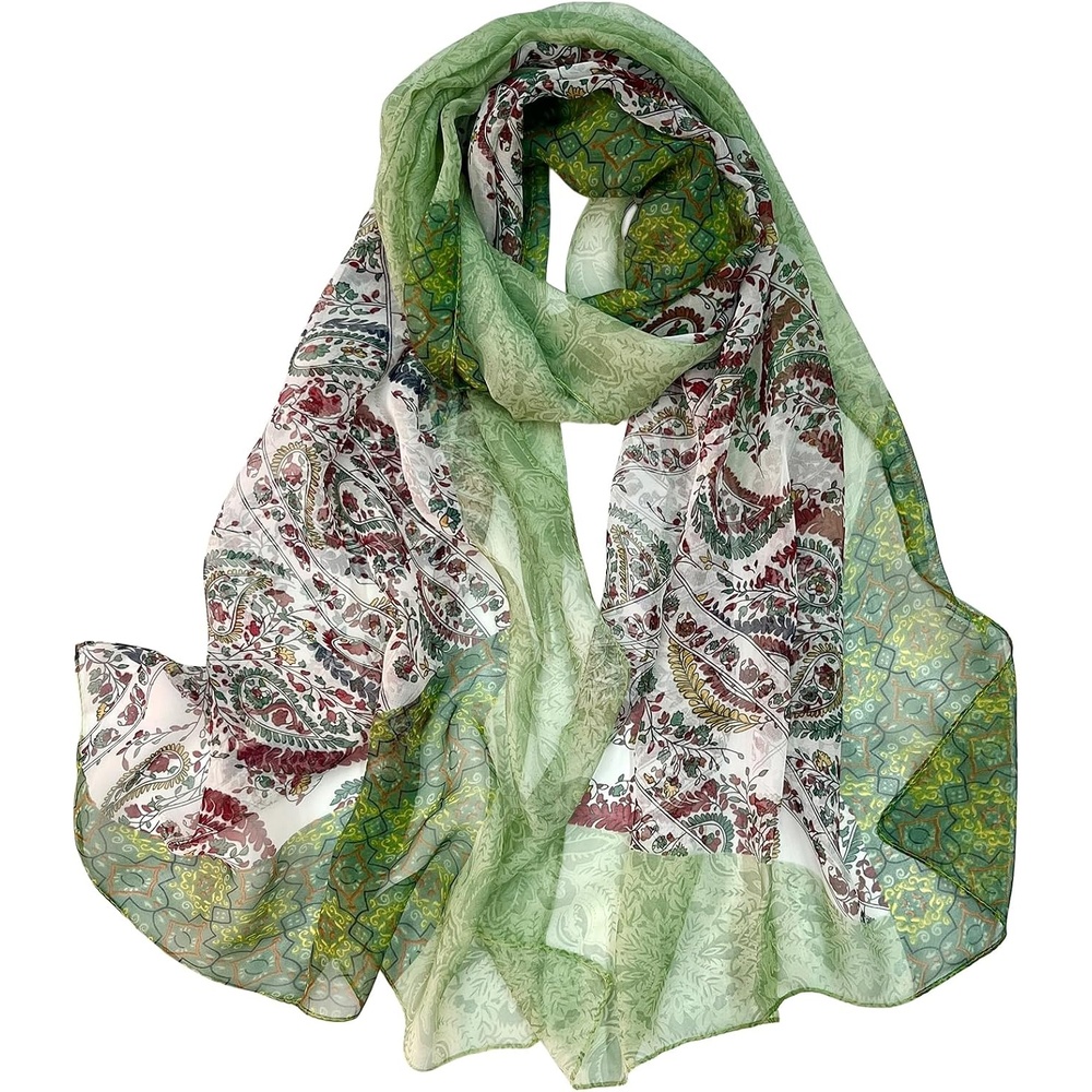 image:imageFAIRYGATE Georgette Chiffon Schal Damen Lange Schals Blume Muster Soft Wrap Simulation Seidenschal fr Frhling Sommer Herbst WinterFDKR38037