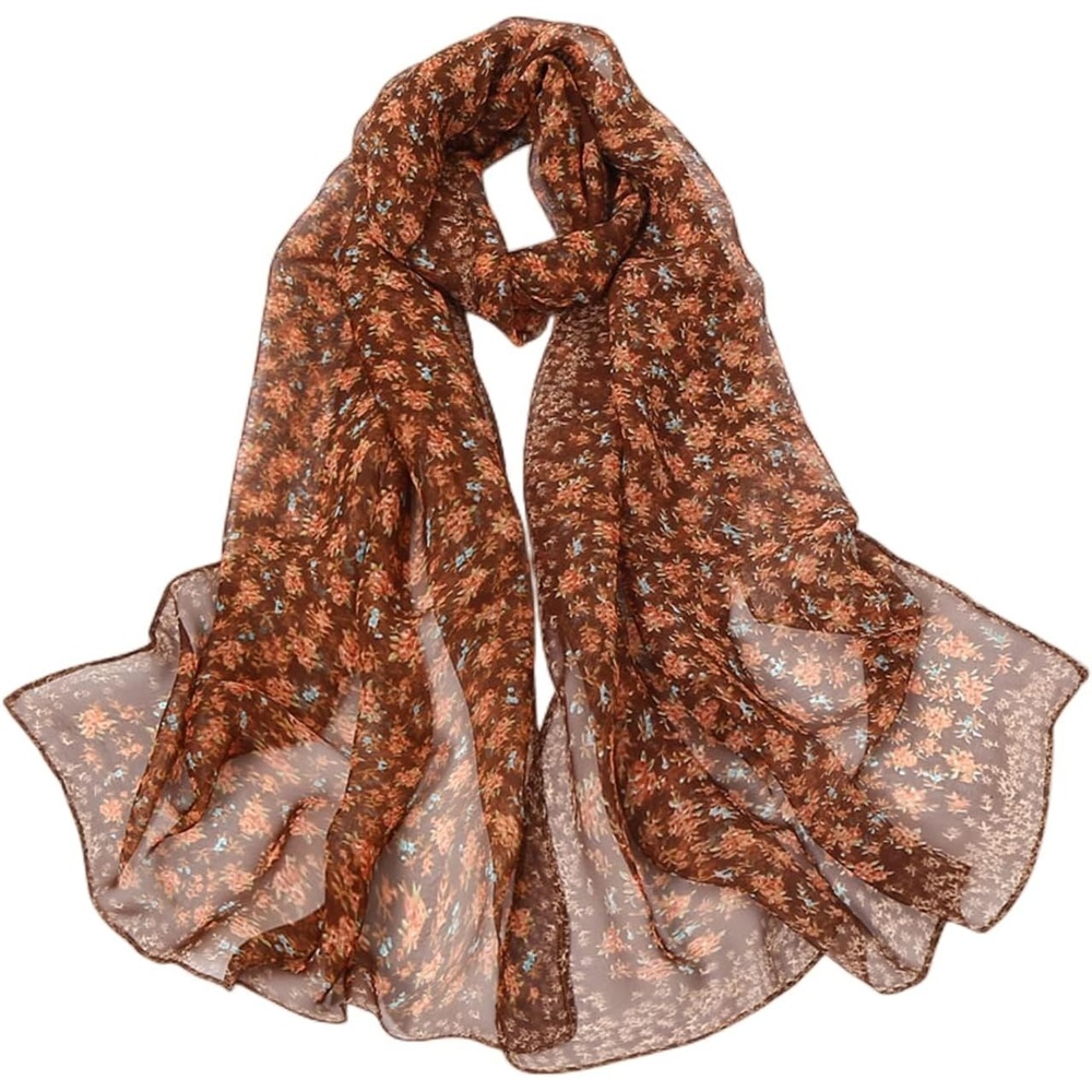 image:imageFAIRYGATE Georgette Chiffon Schal Damen Lange Schals Blume Muster Soft Wrap Simulation Seidenschal fr Frhling Sommer Herbst WinterFdkr62005