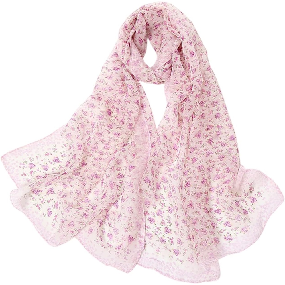 image:imageFAIRYGATE Georgette Chiffon Schal Damen Lange Schals Blume Muster Soft Wrap Simulation Seidenschal fr Frhling Sommer Herbst WinterFdkr62007