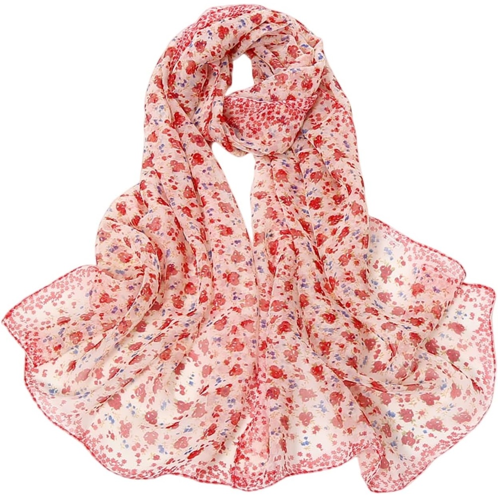 image:imageFAIRYGATE Georgette Chiffon Schal Damen Lange Schals Blume Muster Soft Wrap Simulation Seidenschal fr Frhling Sommer Herbst WinterFdkr62009