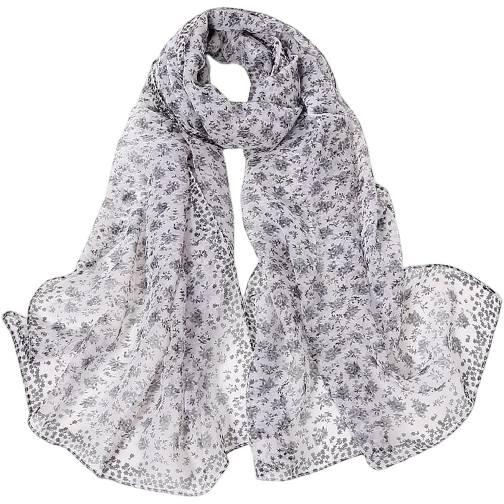 image:imageFAIRYGATE Georgette Chiffon Schal Damen Lange Schals Blume Muster Soft Wrap Simulation Seidenschal fr Frhling Sommer Herbst WinterFdkr62010