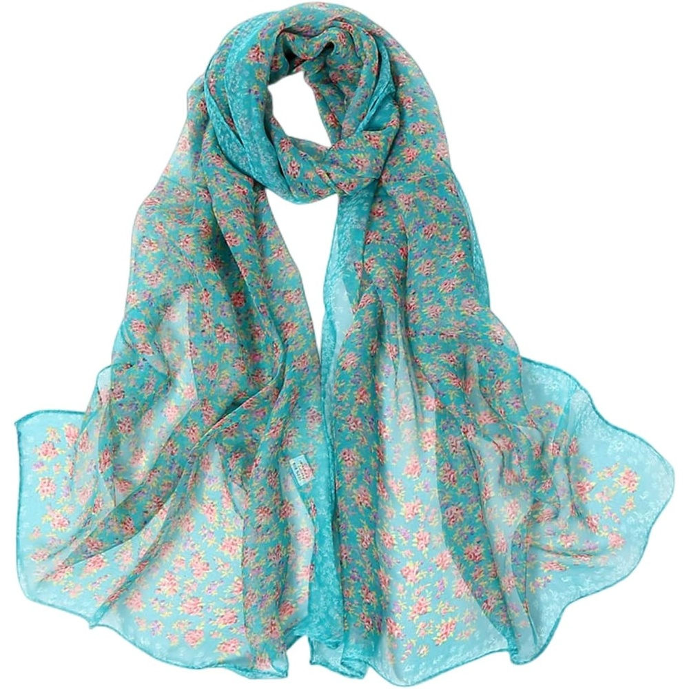 image:imageFAIRYGATE Georgette Chiffon Schal Damen Lange Schals Blume Muster Soft Wrap Simulation Seidenschal fr Frhling Sommer Herbst WinterFdkr62011